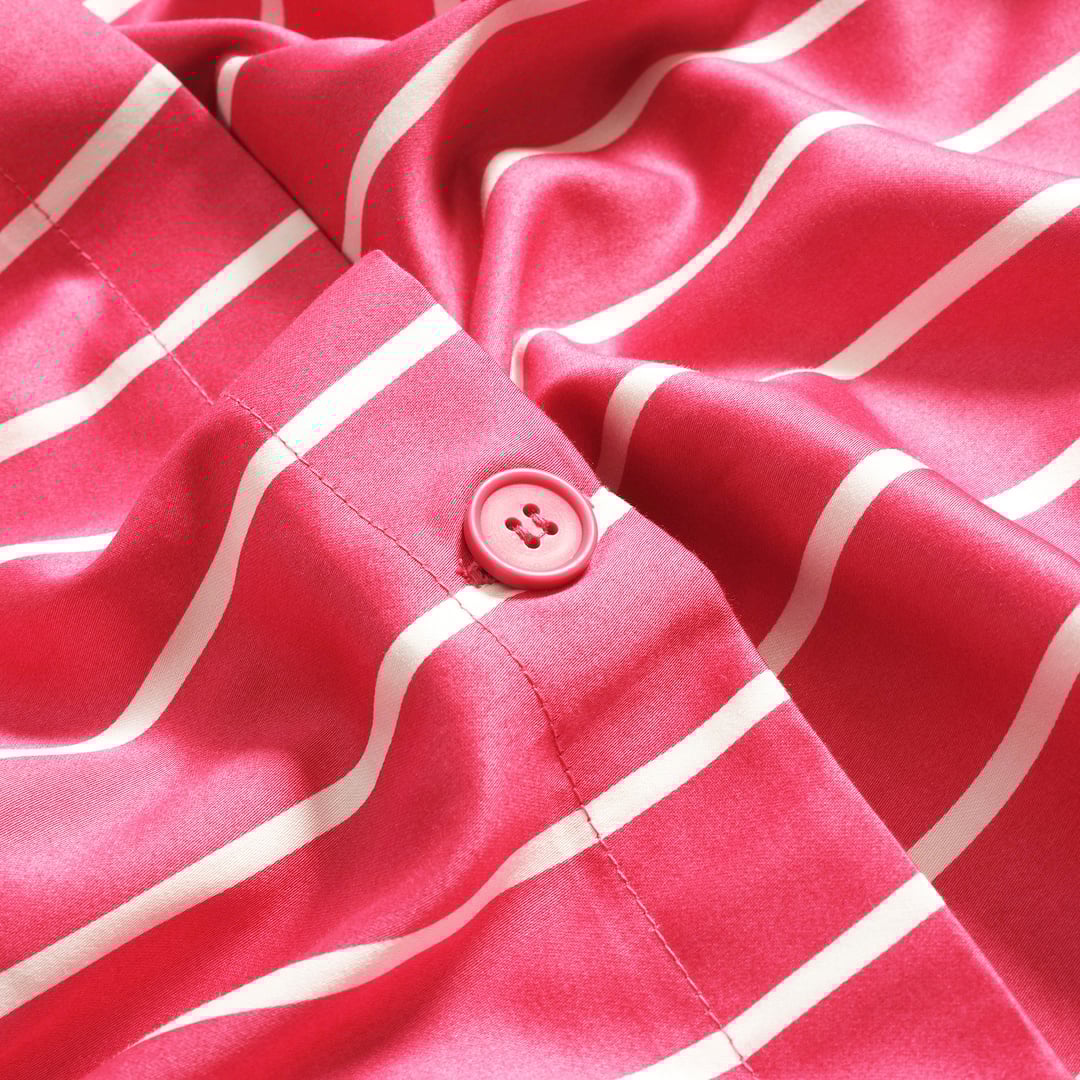Solıd 300 Tc Geniş Çizgili Çift Kişilik Pamuk Saten Nevresim Seti 200x220 Cm Fuşya
