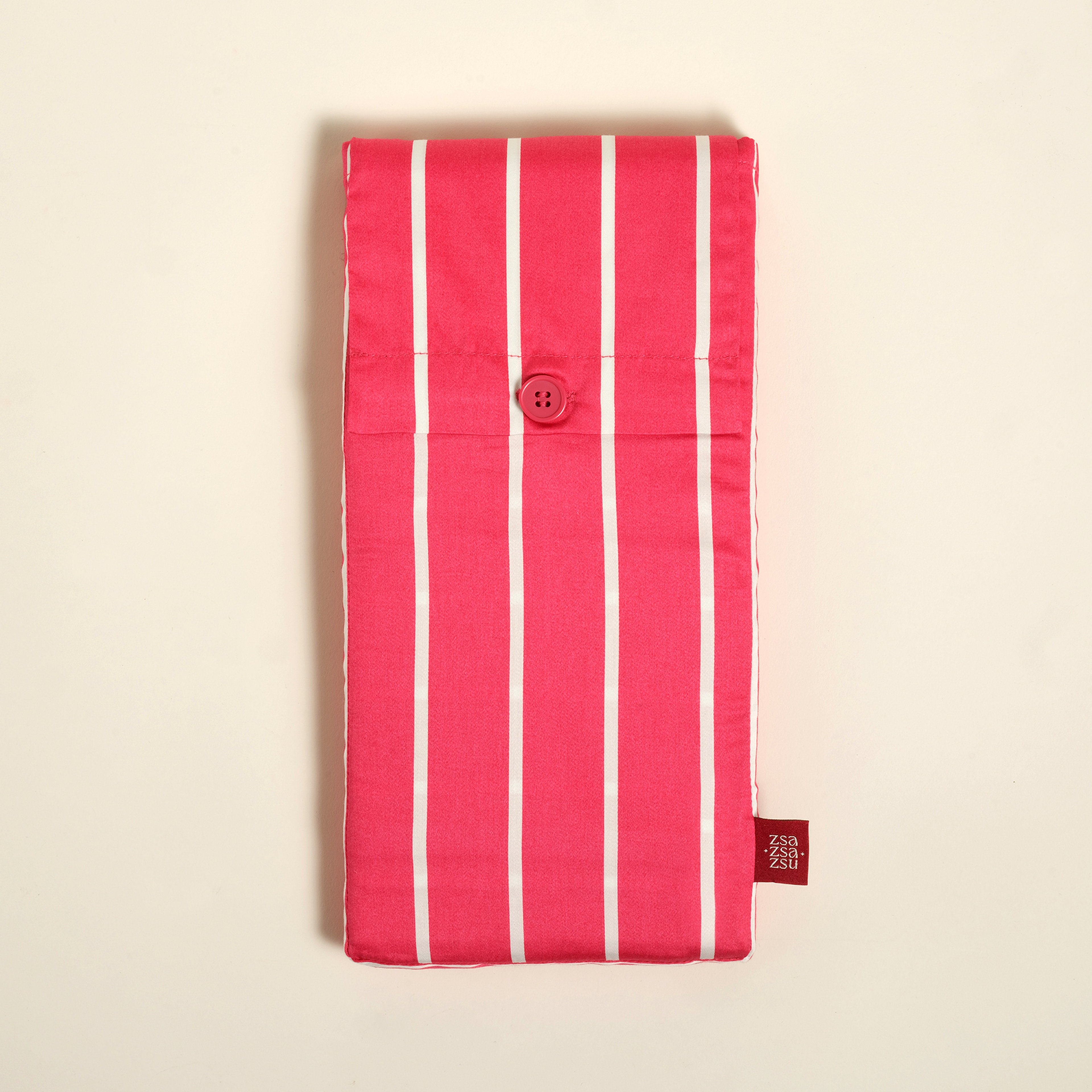 Solıd Geniş Çizgili 300 Tc Oxford 2'li Pamuk Saten Yastık Kılıfı 50x70+2 Cm Fuşya