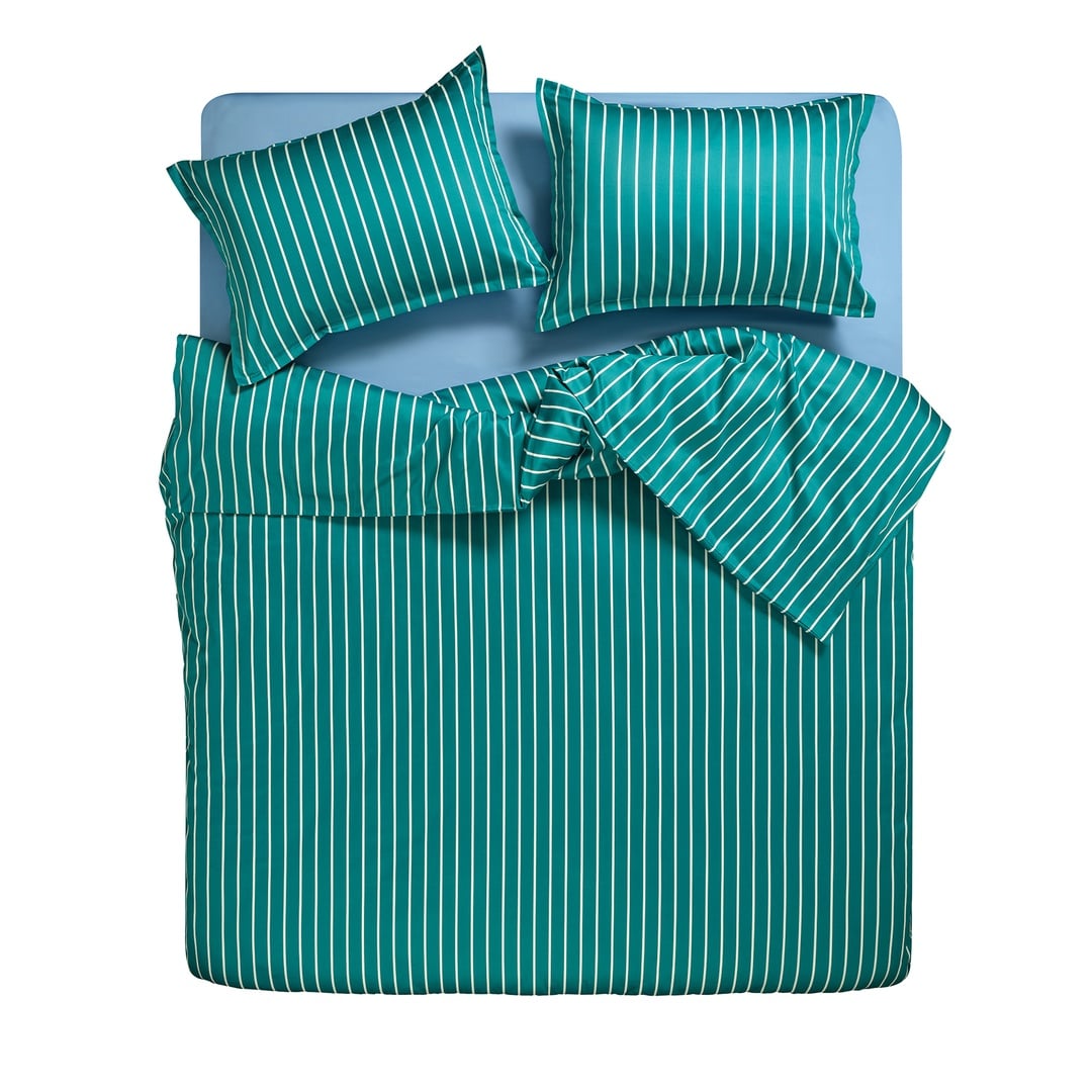 Solıd 300 Tc Geniş Çizgili Kıng Sıze Pamuk Saten Nevresim Seti 240x220 Cm Koyu Yeşil