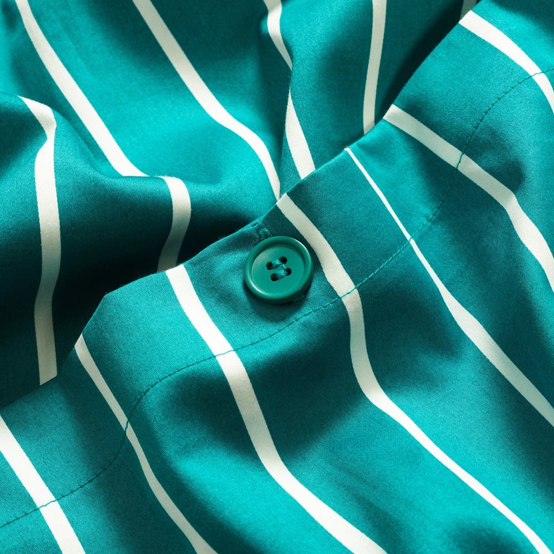 Solıd 300 Tc Geniş Çizgili Kıng Sıze Pamuk Saten Nevresim Seti 240x220 Cm Koyu Yeşil