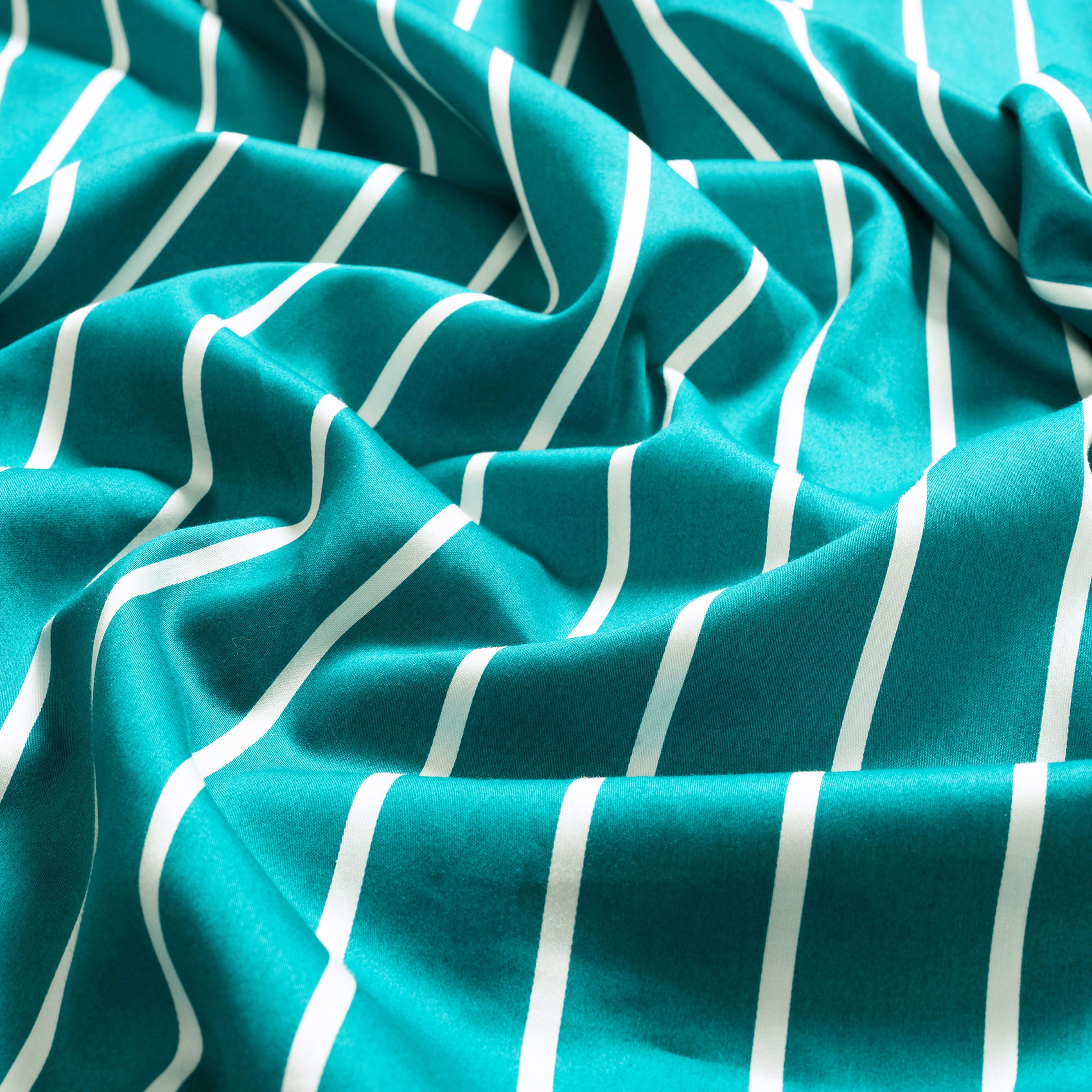 Solıd 300 Tc Geniş Çizgili Çift Kişilik Pamuk Saten Nevresim Seti 200x220 Cm Koyu Yeşil