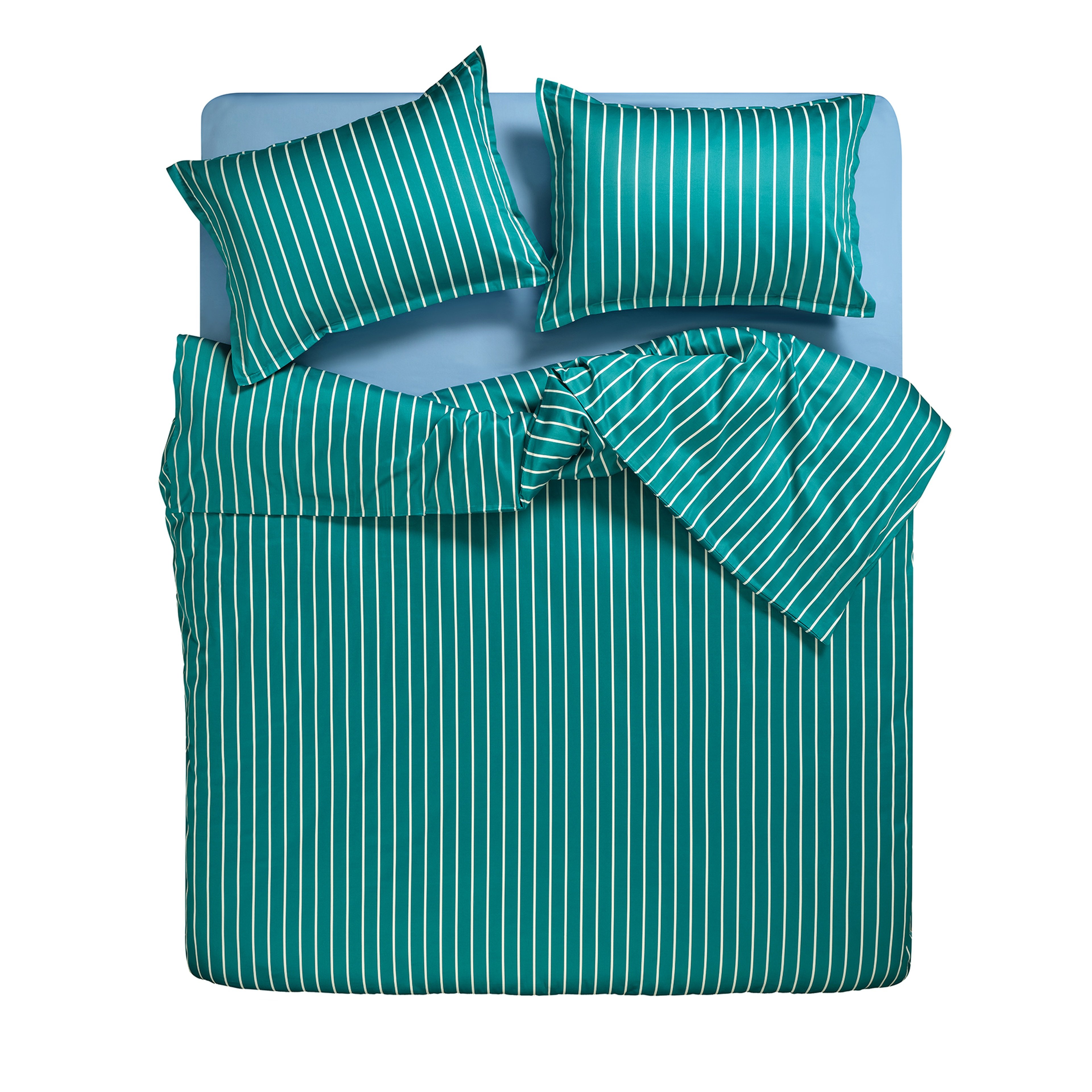 Solıd 300 Tc Geniş Çizgili Çift Kişilik Pamuk Saten Nevresim Seti 200x220 Cm Koyu Yeşil