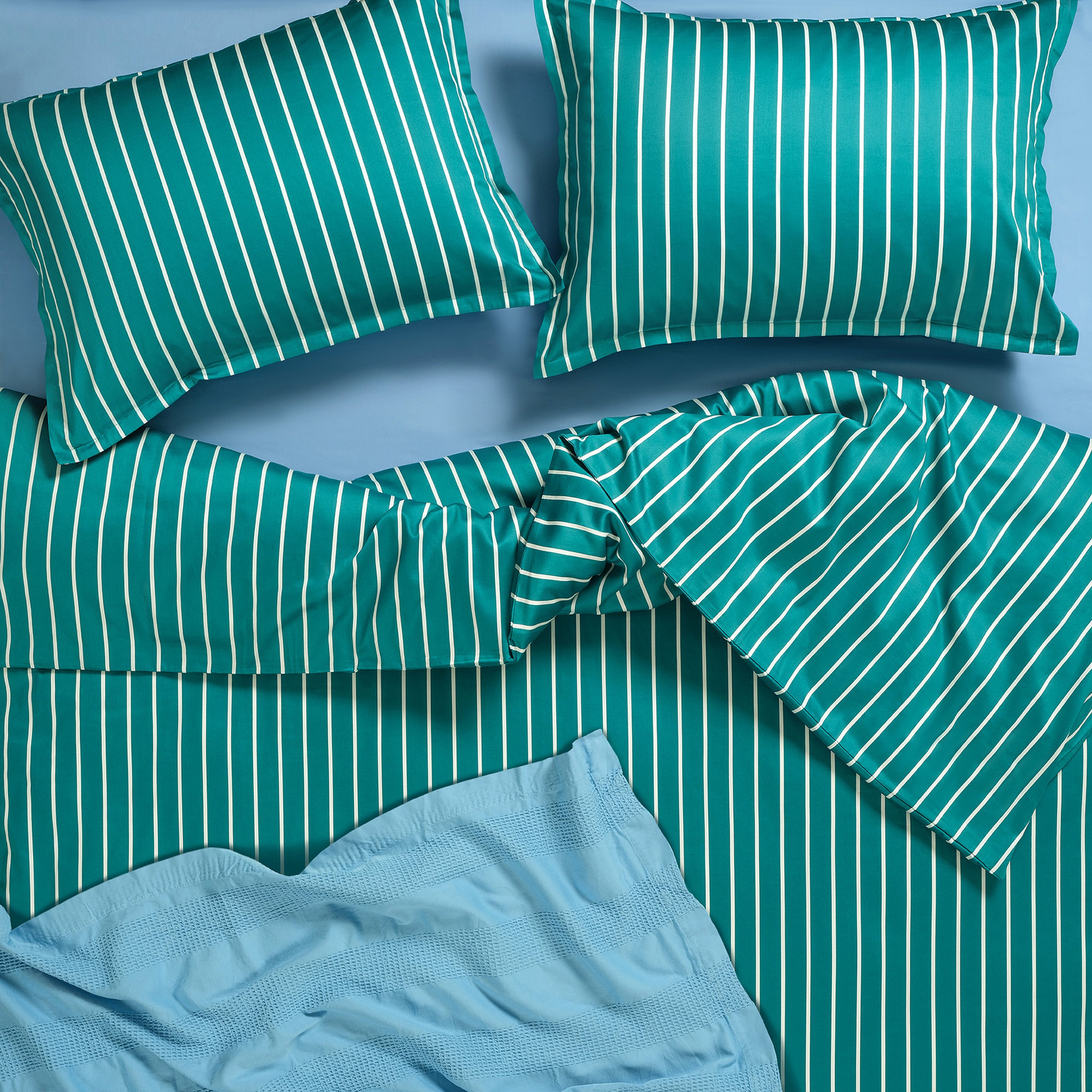 Solıd 300 Tc Geniş Çizgili Çift Kişilik Pamuk Saten Nevresim Seti 200x220 Cm Koyu Yeşil