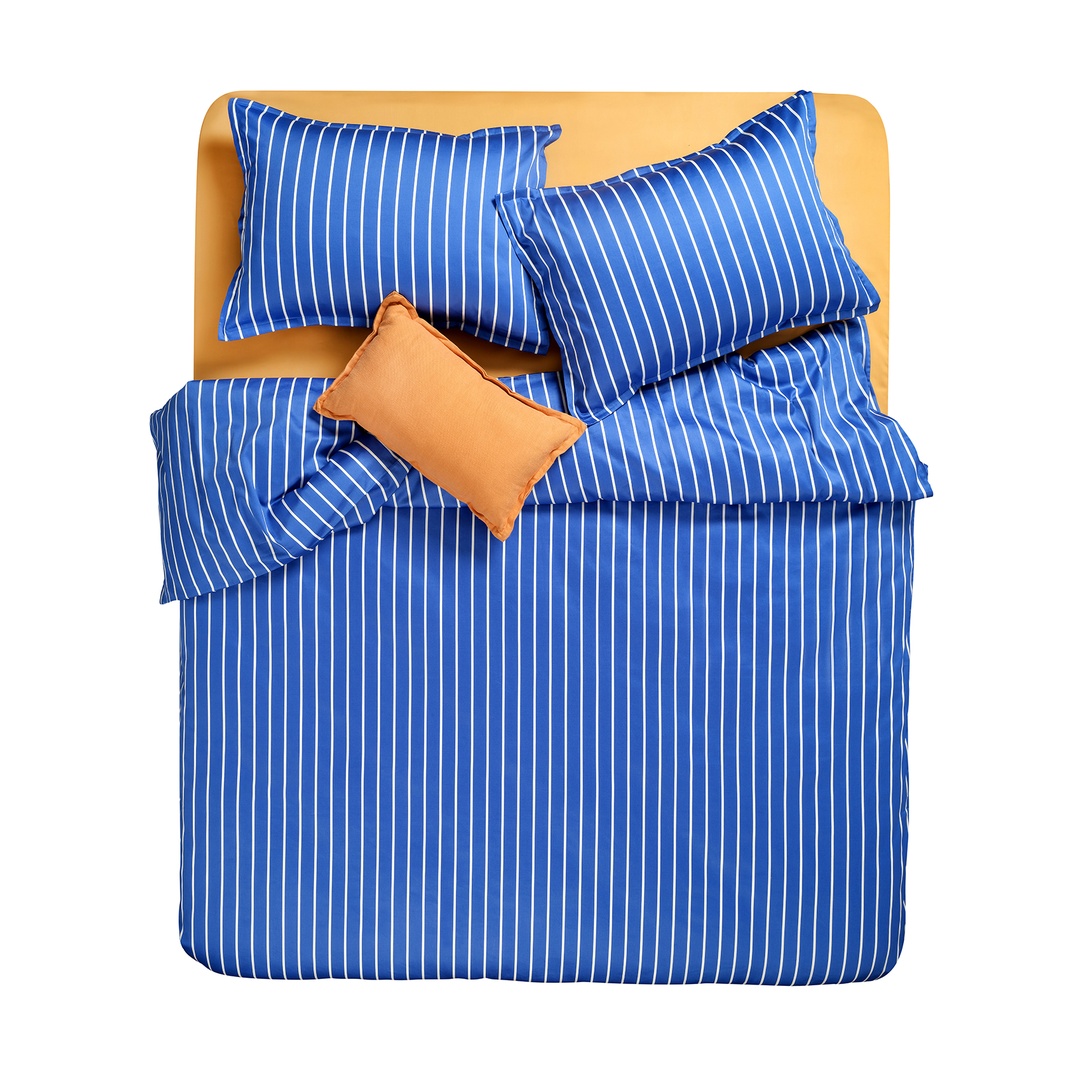 Solıd Koyu Mavi Kıng Sıze Pamuk Saten Nevresim Seti