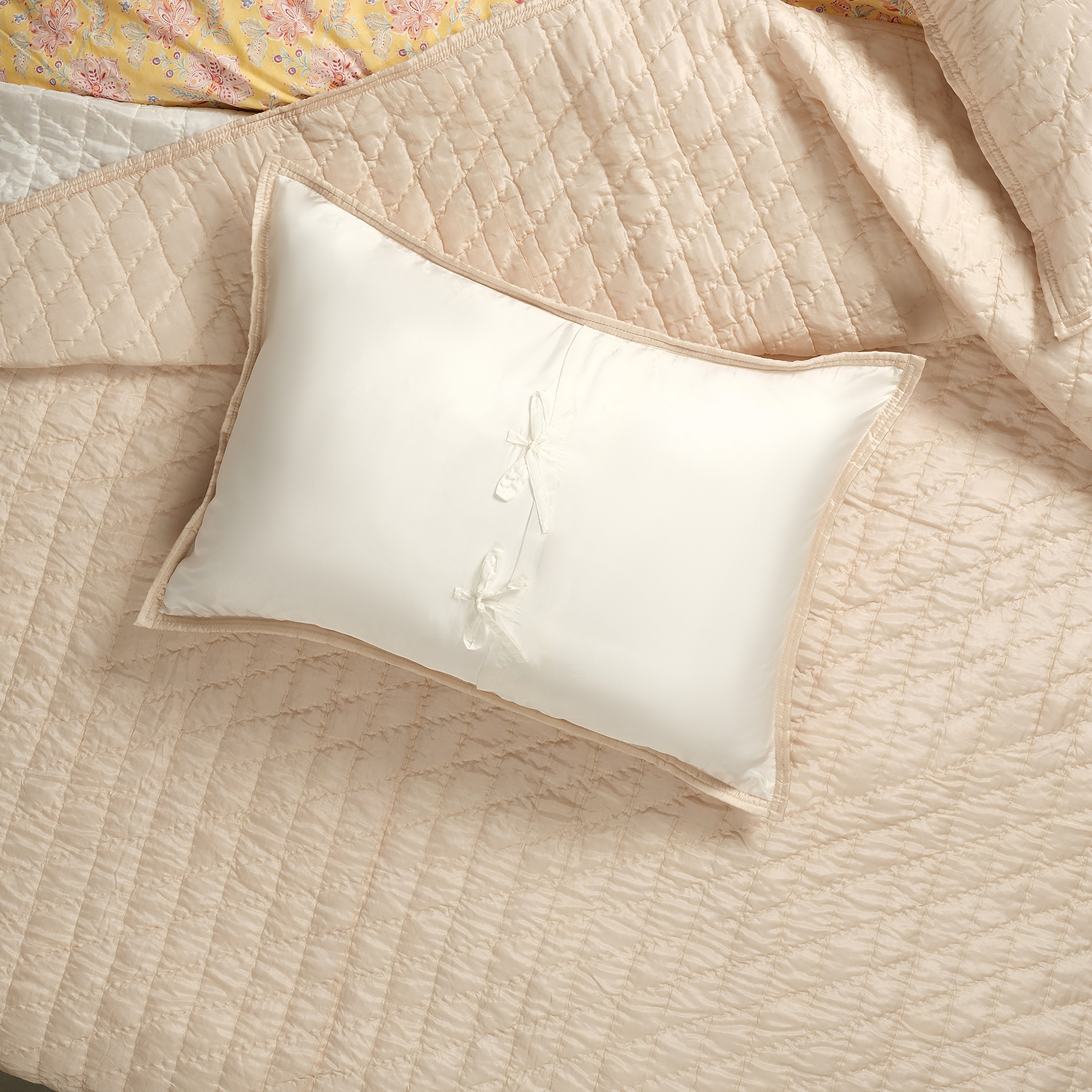 Okhla Kıng Sıze İpek Yatak Örtüsü Seti 260x280 Cm Natural