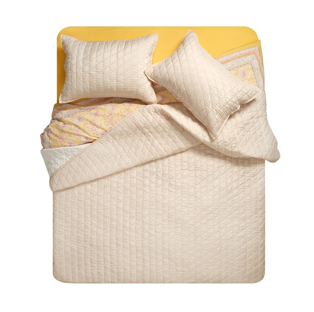 Okhla Kıng Sıze İpek Yatak Örtüsü Seti 260x280 Cm Natural