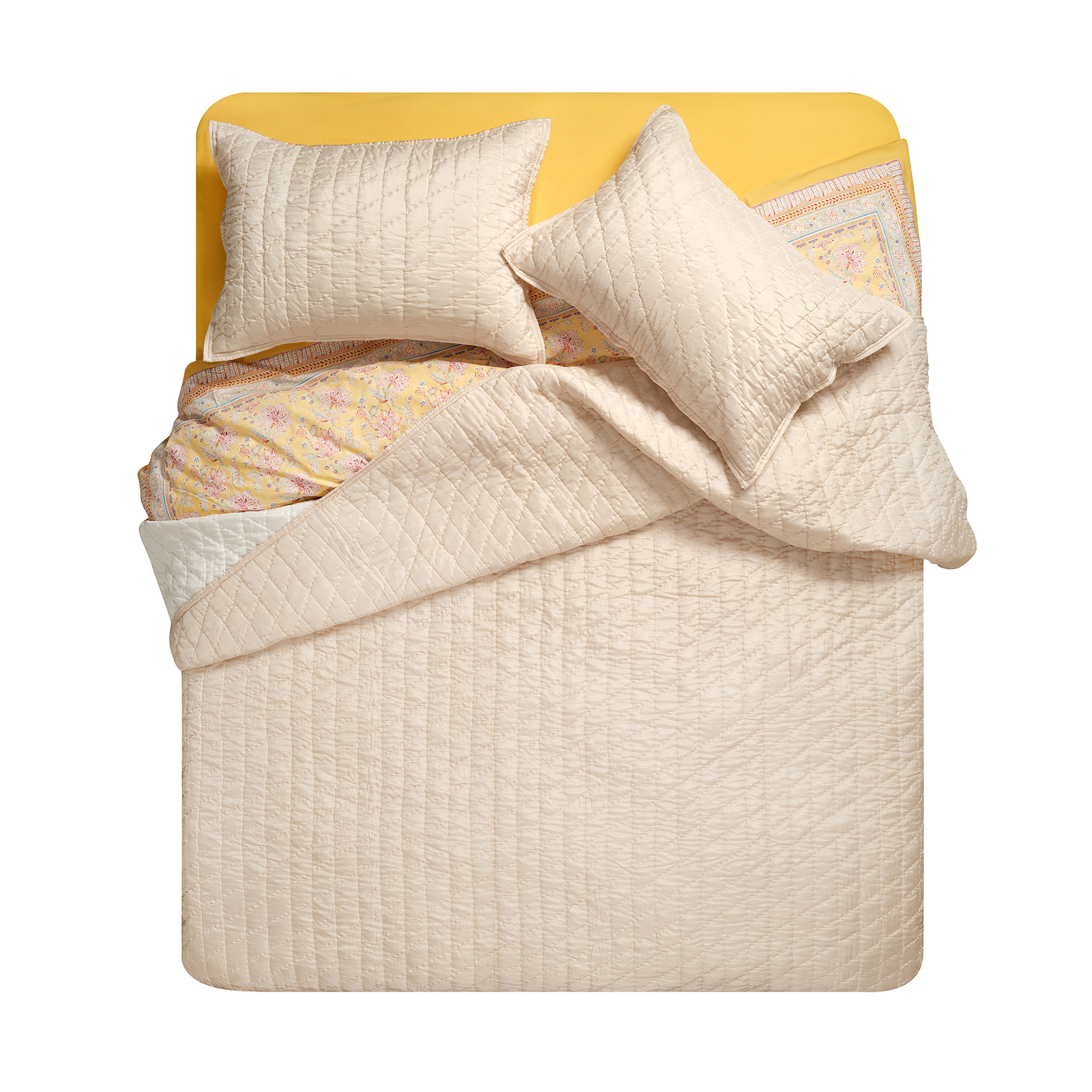 Okhla Kıng Sıze İpek Yatak Örtüsü Seti 260x280 Cm Natural