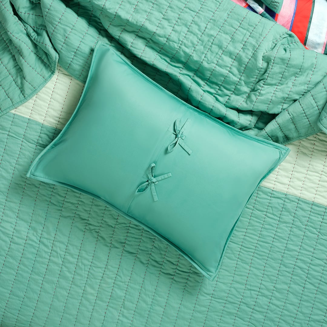 Okhla El İşi Kapitoneli Çift Kişilik Pamuk Saten Yatak Örtüsü Seti 240x260 Cm Yeşil