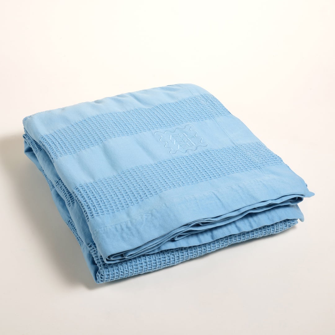 Braga Waffle Tek Kişilik Pamuk Pike 160x220 Cm Mavi