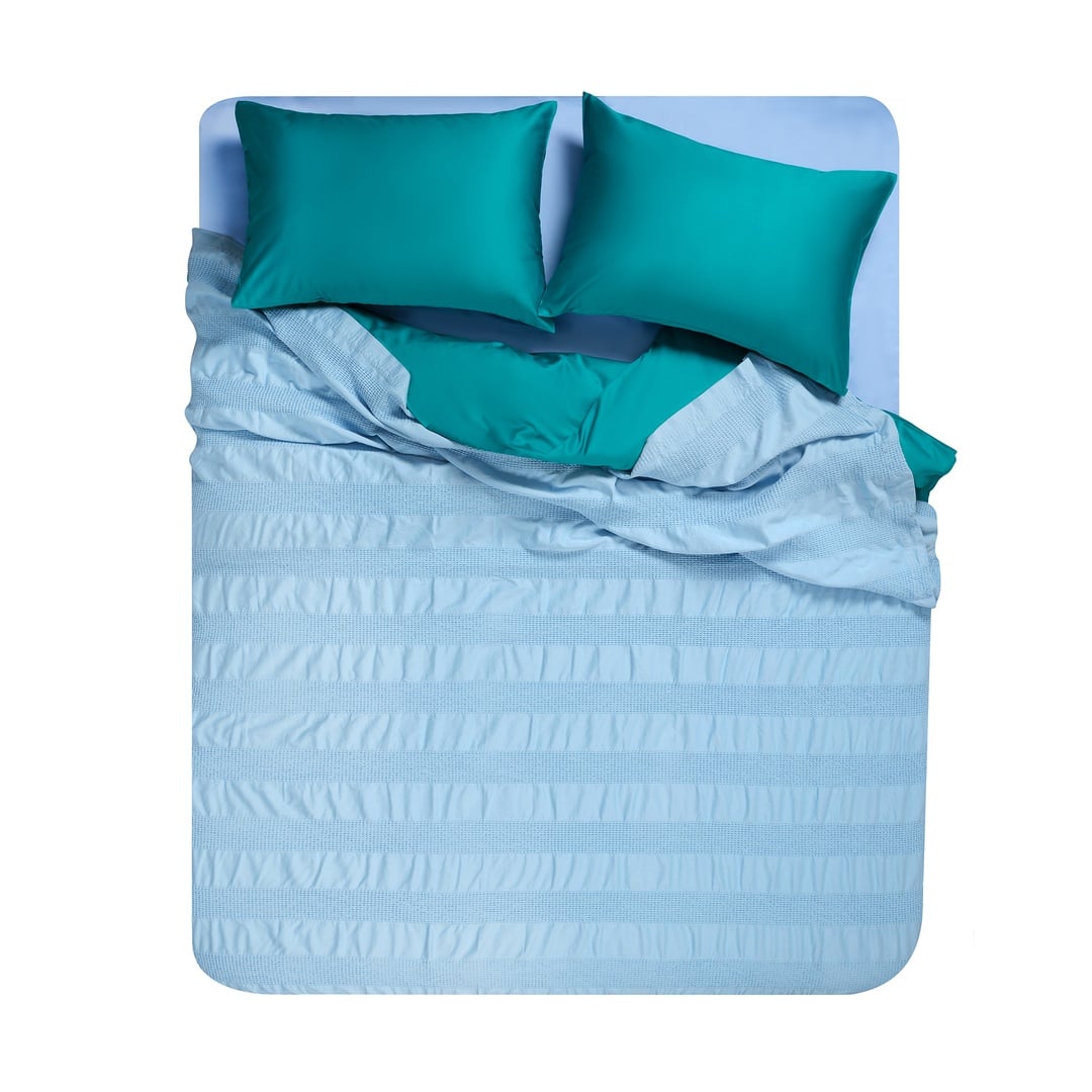 Braga Waffle Tek Kişilik Pamuk Pike 160x220 Cm Mavi