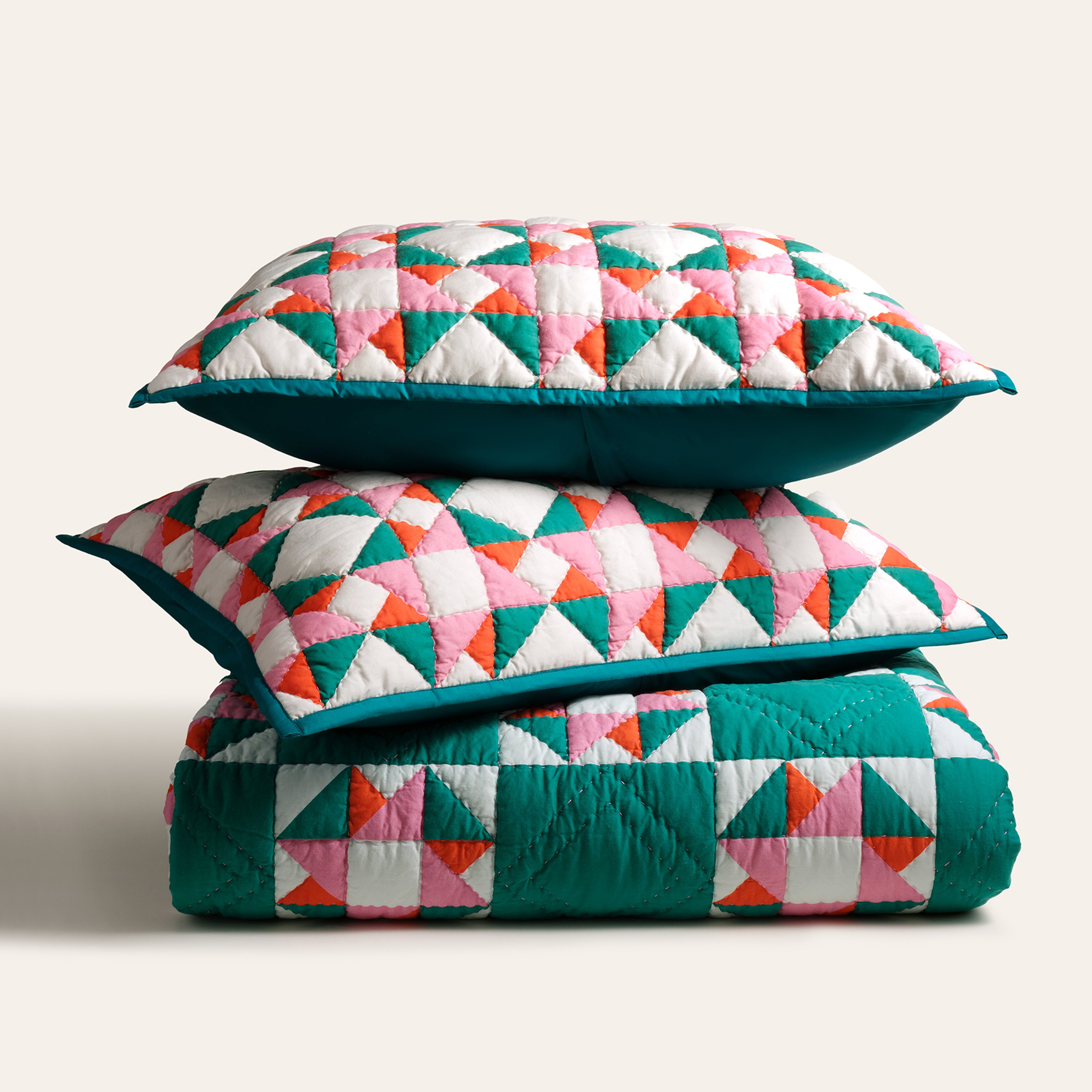 Uttar Yeşil Kıng Sıze Pamuk Saten Yatak Örtüsü Seti