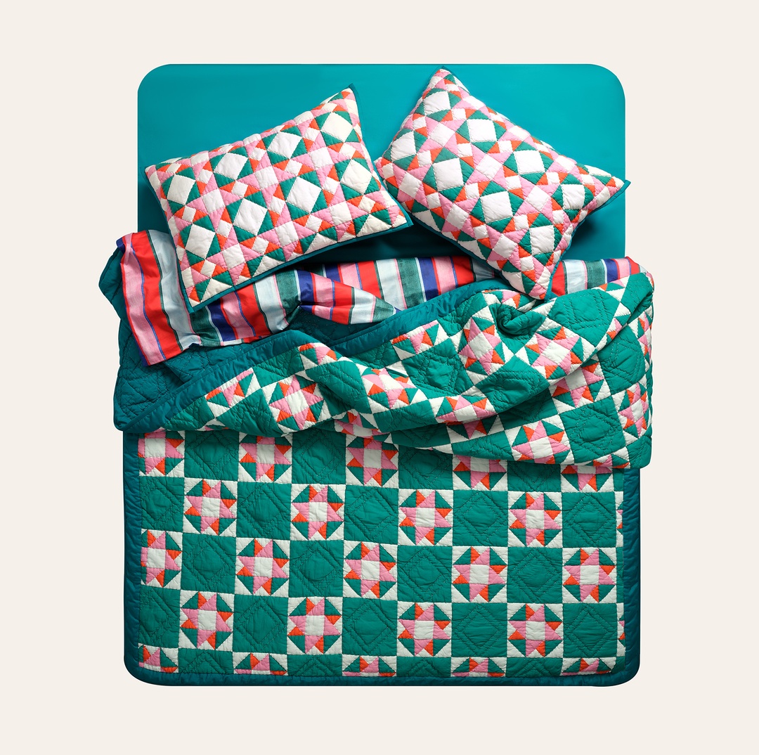 Uttar Yeşil Kıng Sıze Pamuk Saten Yatak Örtüsü Seti