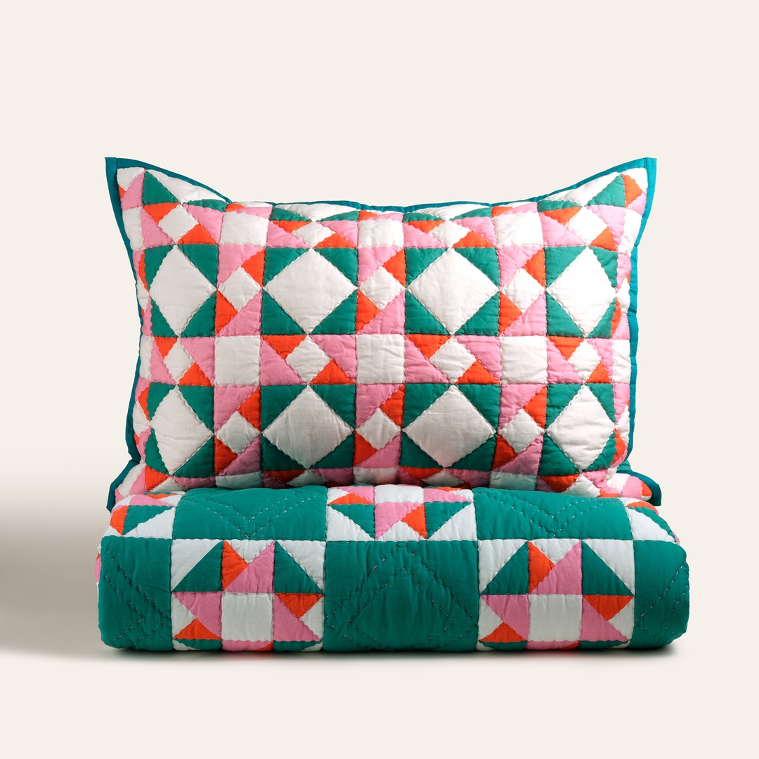 Uttar Yeşil Kıng Sıze Pamuk Saten Yatak Örtüsü Seti