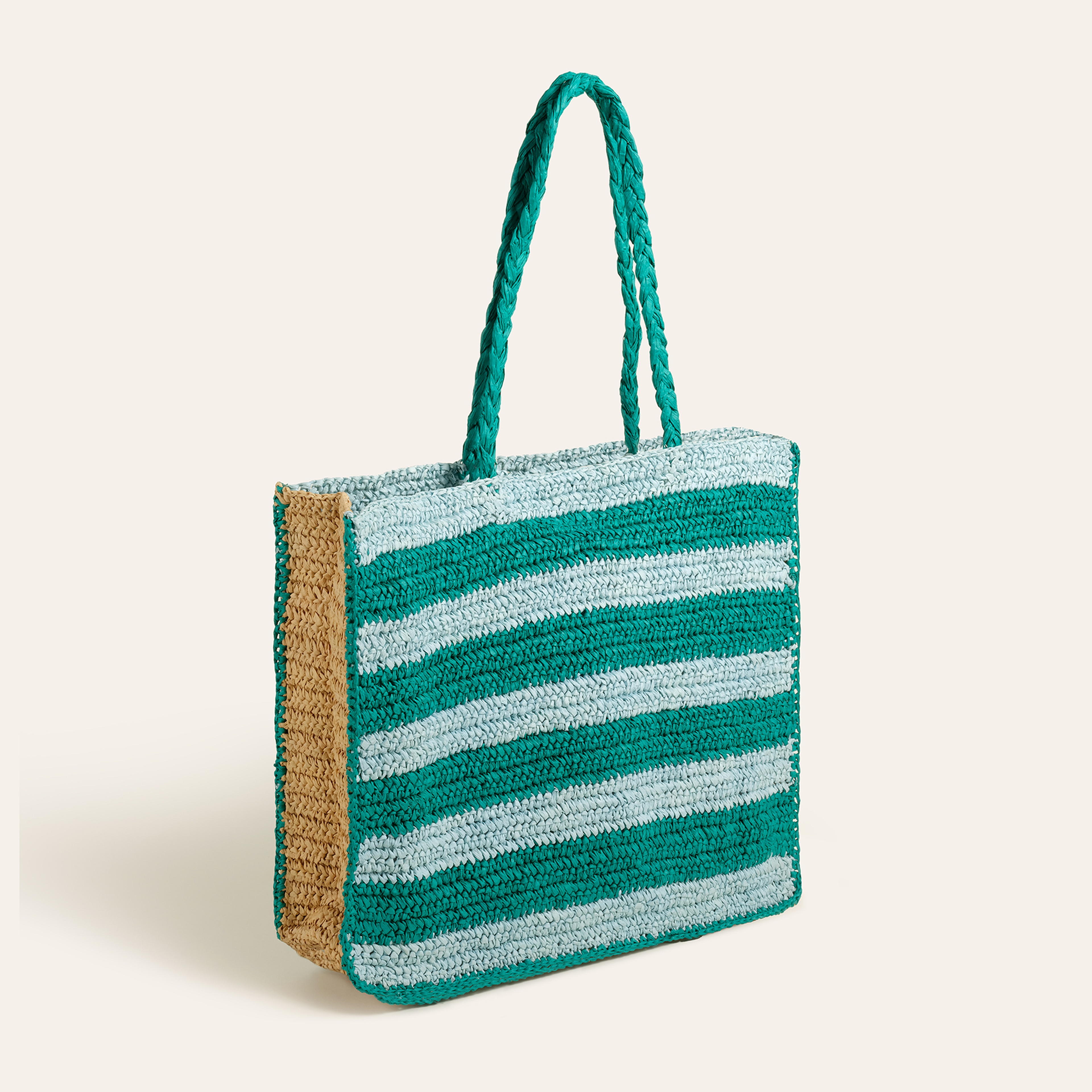 Delhı Rafya Omuz Çantası 43x35 Cm Yeşil - Mavi