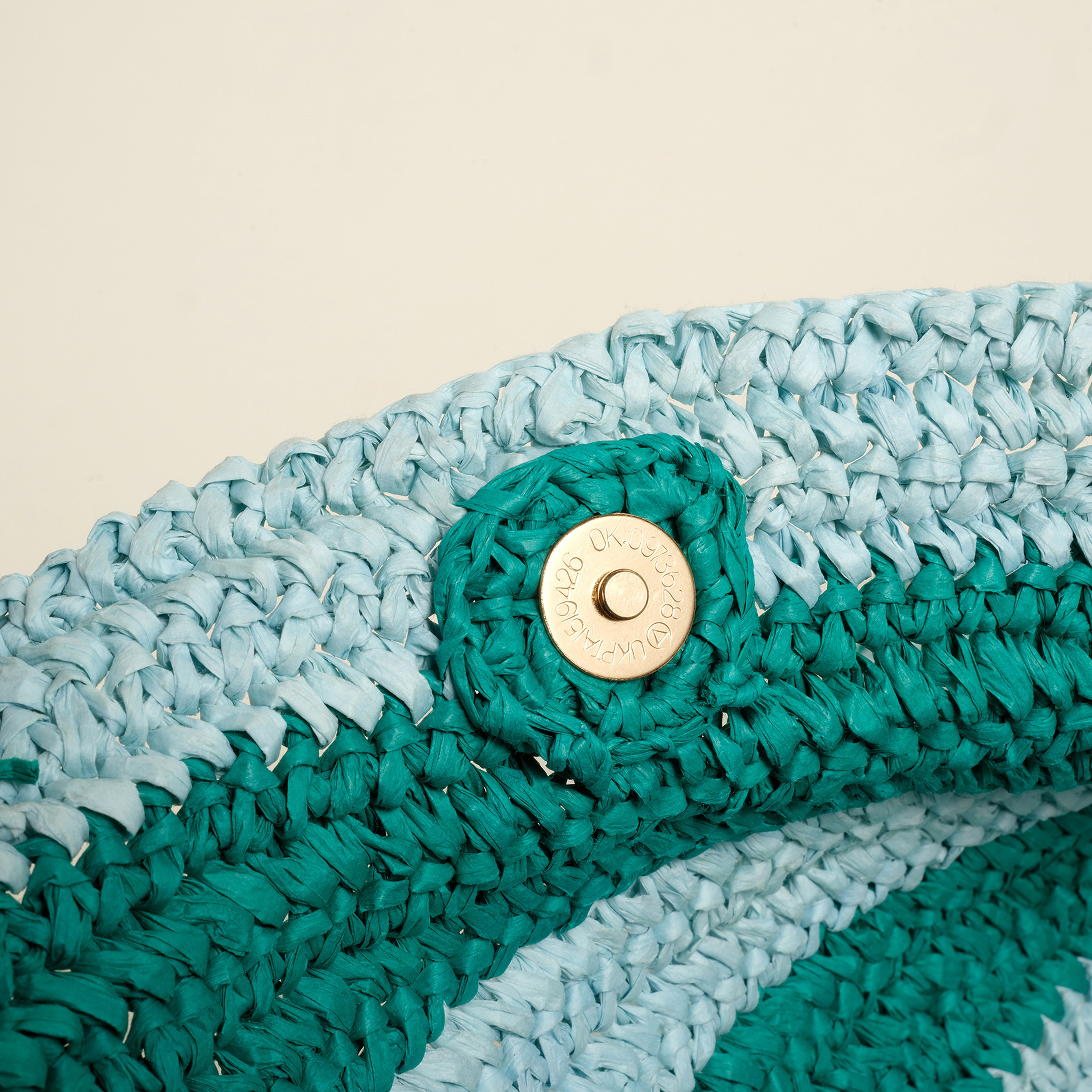 Delhı Rafya Omuz Çantası 43x35 Cm Yeşil - Mavi