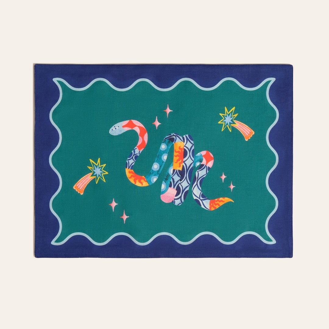 Nilüfer Dijital Baskılı Pamuk Amerikan Servis 35x50 Cm Yeşil - Mavi