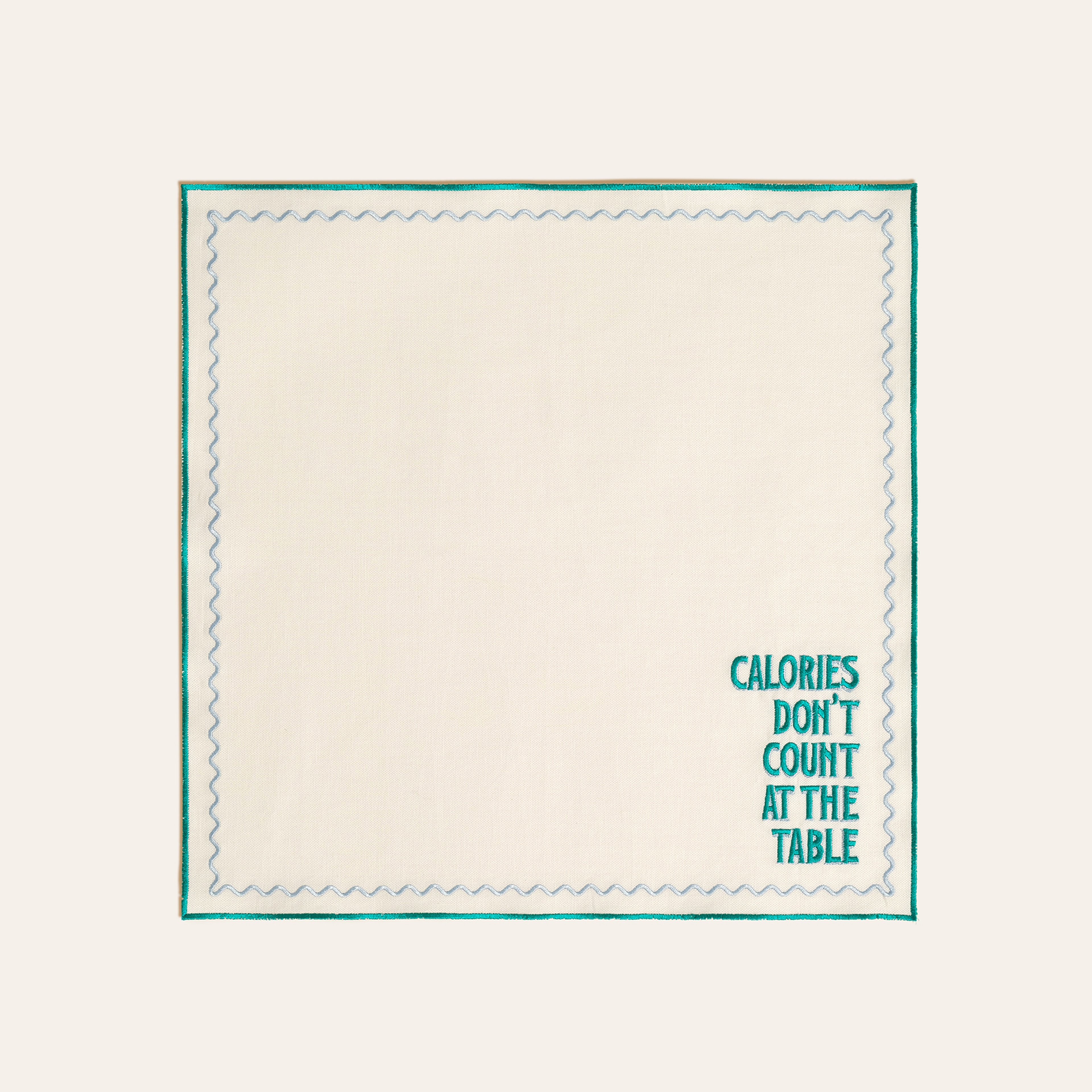 Nilüfer Nakışlı Pamuk Peçete 45x45 Cm Yeşil - Mavi