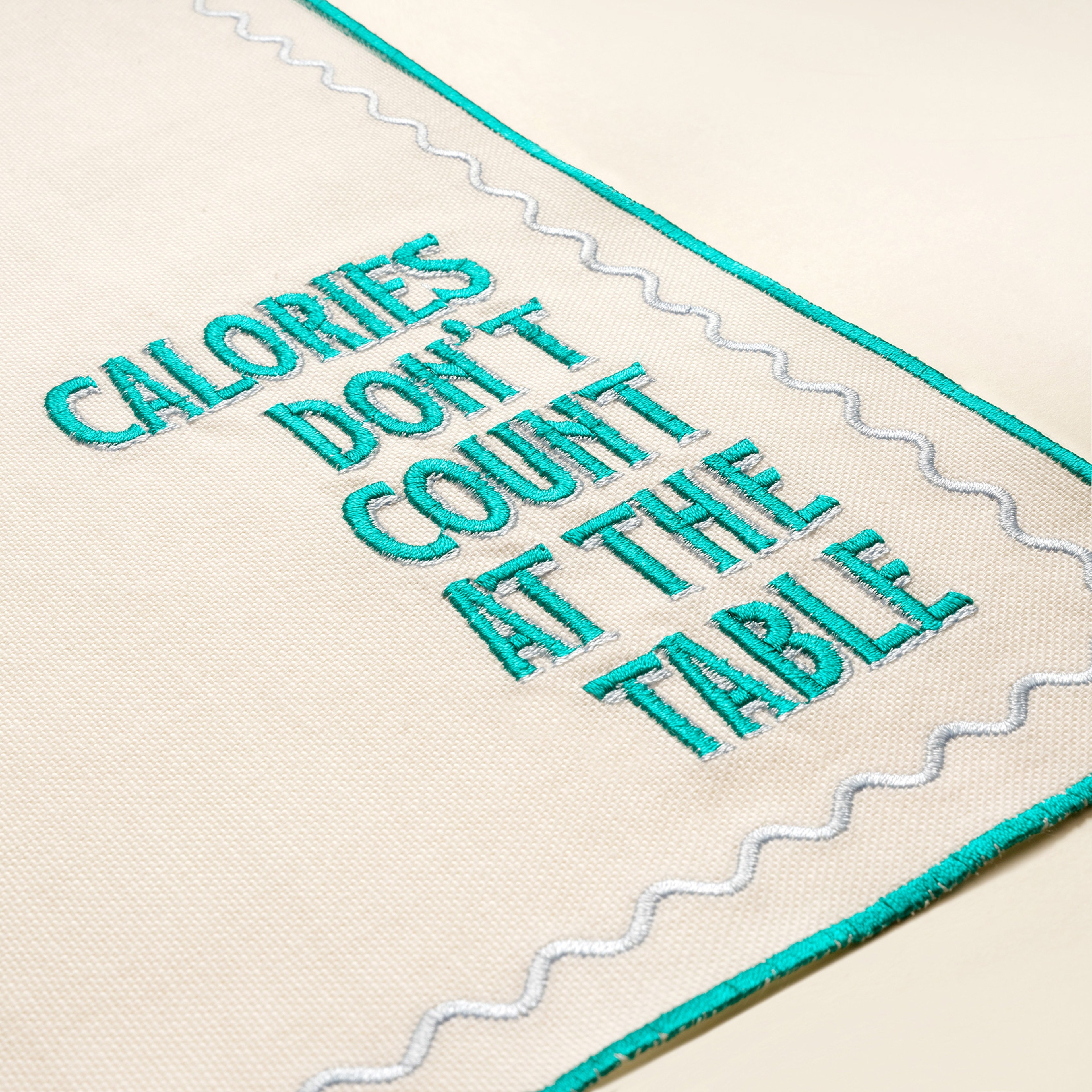 Nilüfer Nakışlı Pamuk Peçete 45x45 Cm Yeşil - Mavi