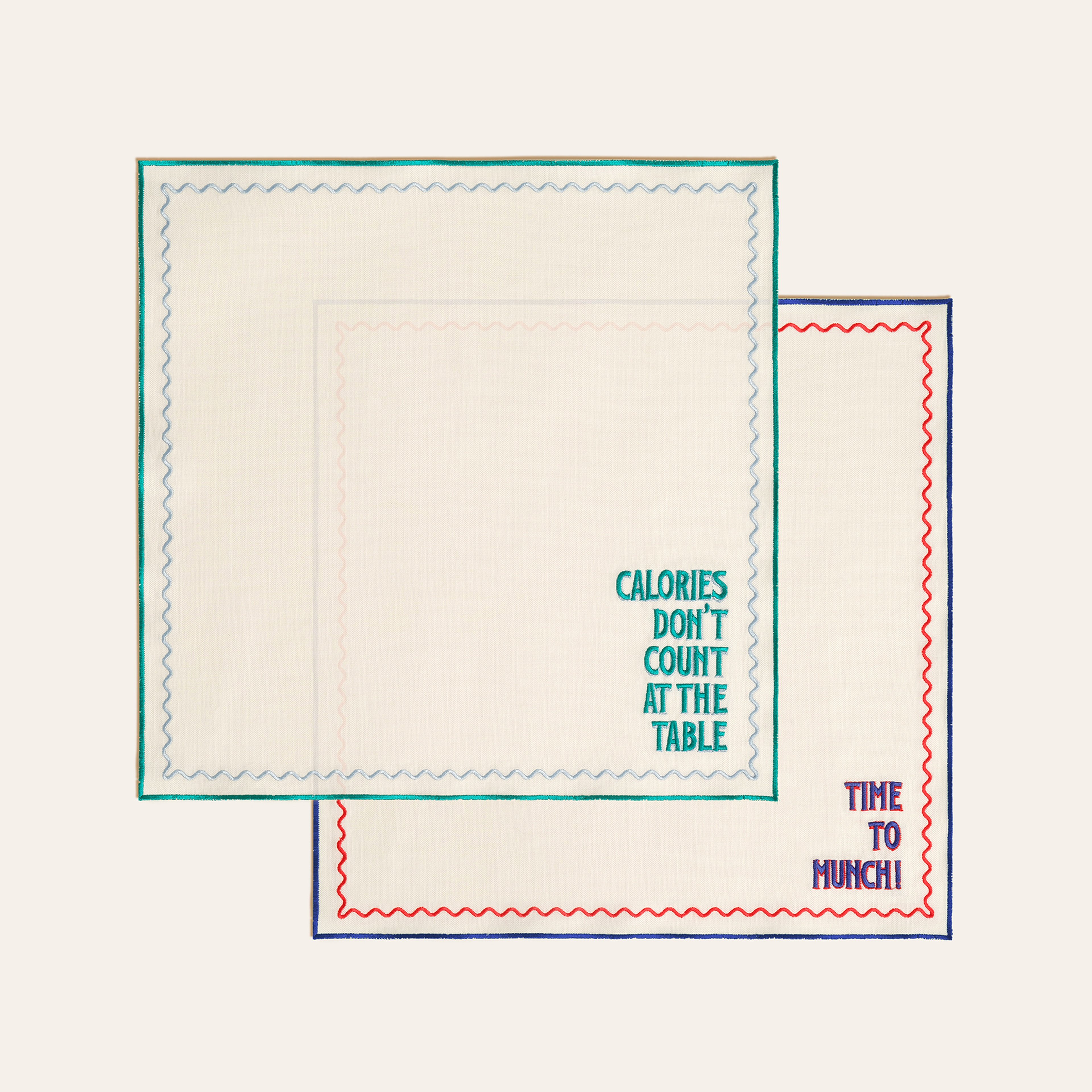 Nilüfer Nakışlı Pamuk Peçete 45x45 Cm Yeşil - Mavi