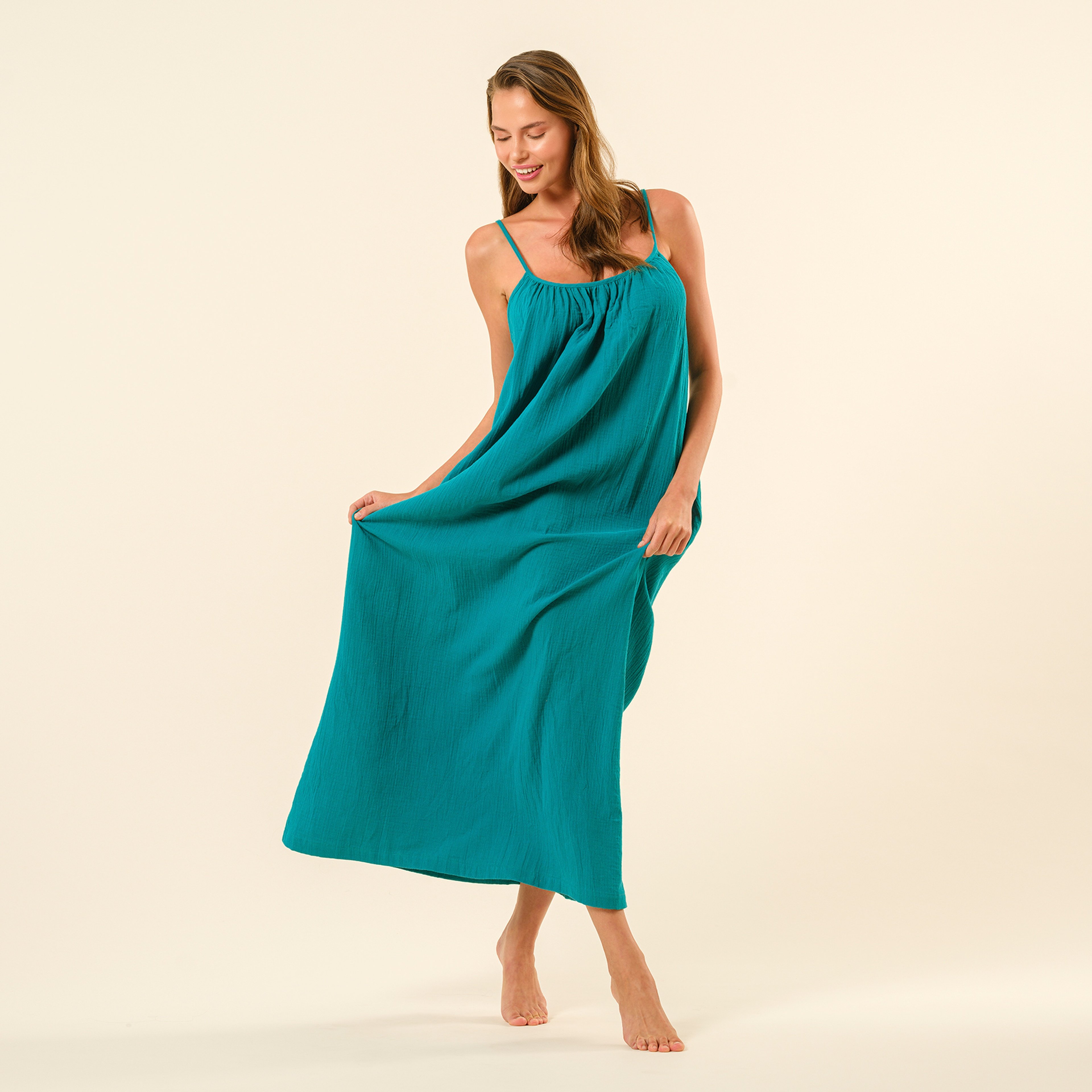 Tavas Askılı Elbise - Yeşil