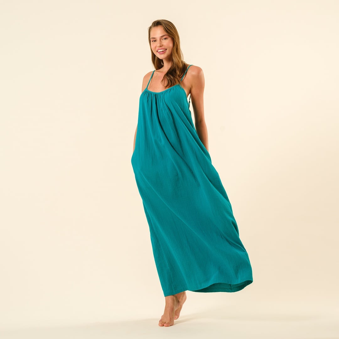 Tavas Askılı Elbise - Yeşil