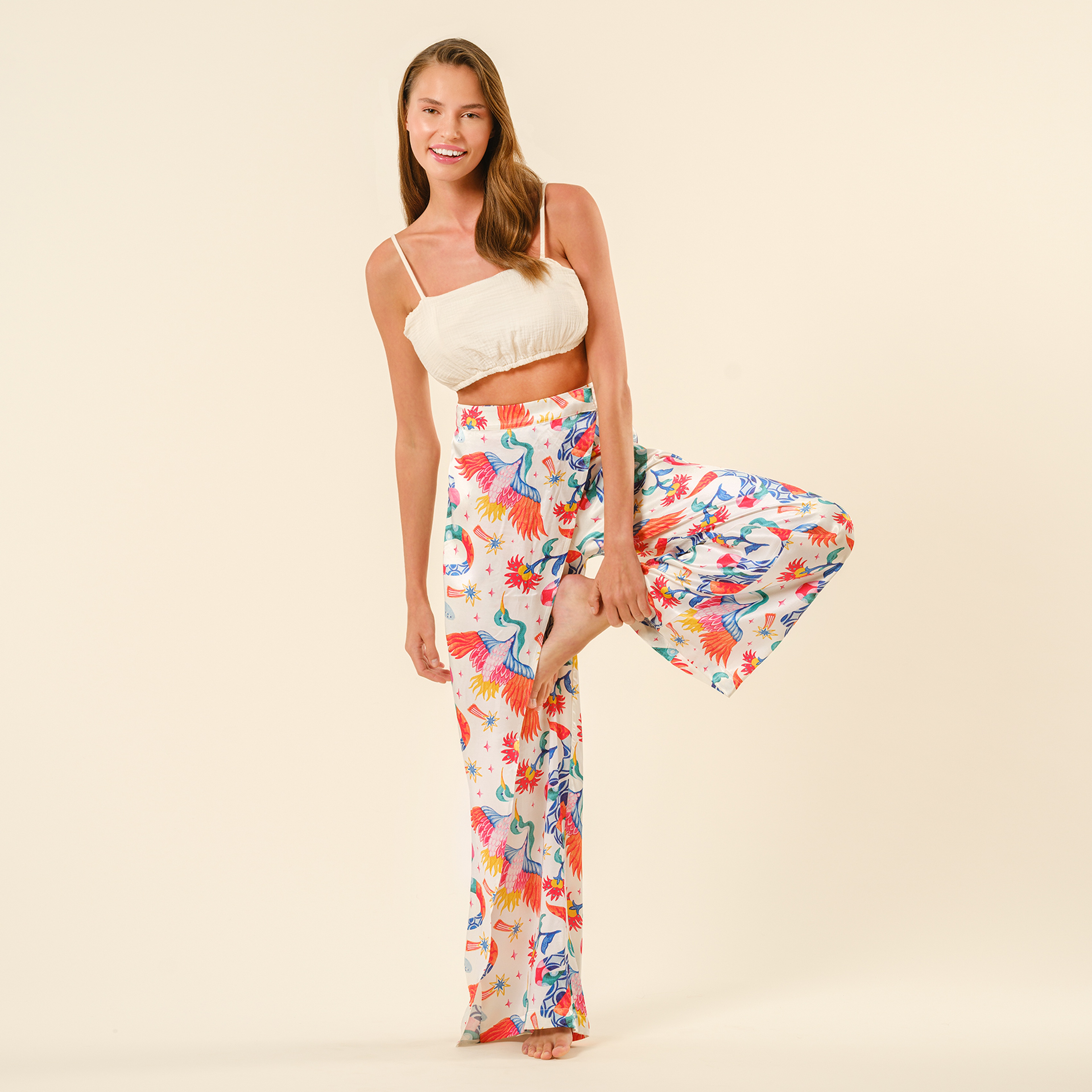 Protı Dijital Baskılı Pantolon - Ekru