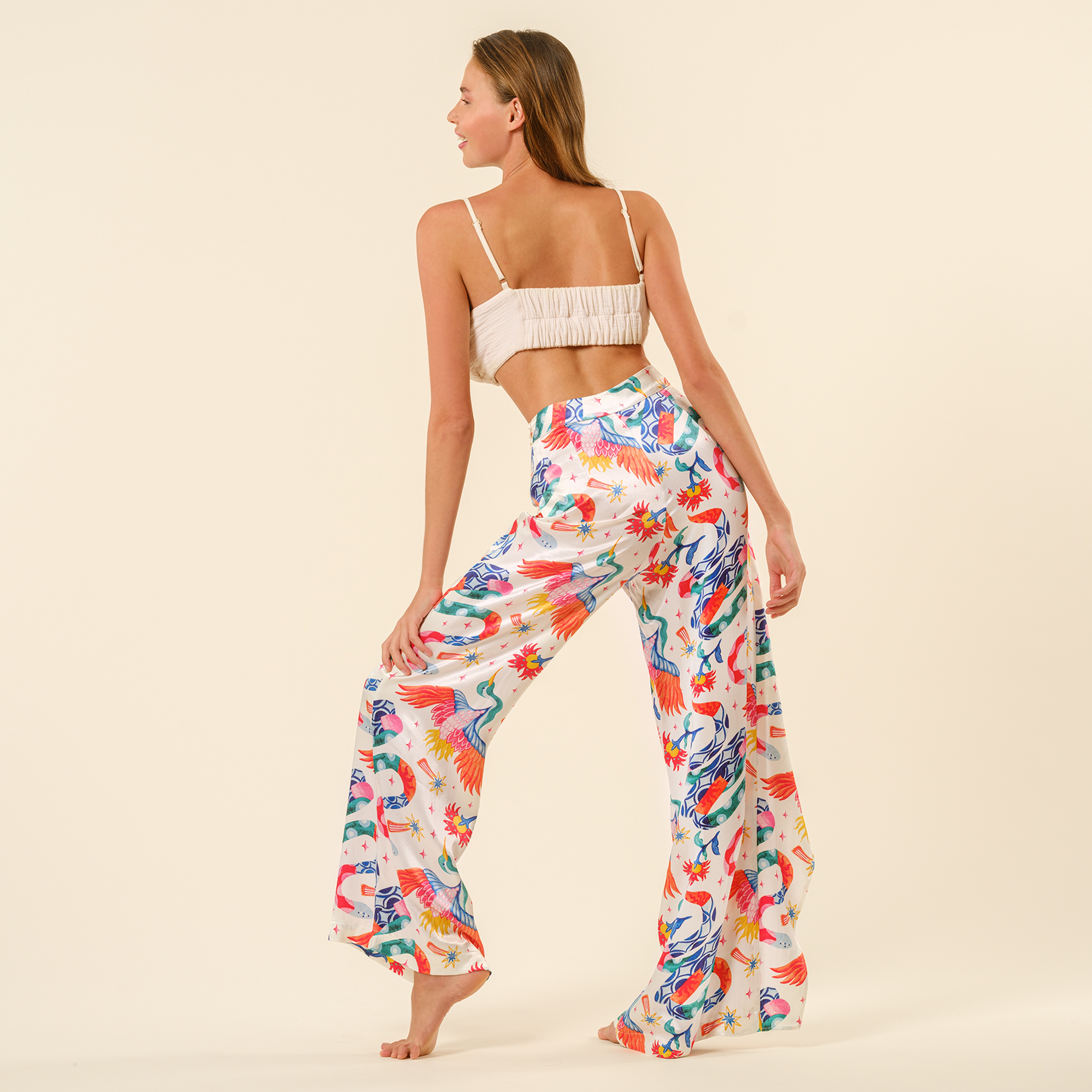 Protı Dijital Baskılı Pantolon - Ekru