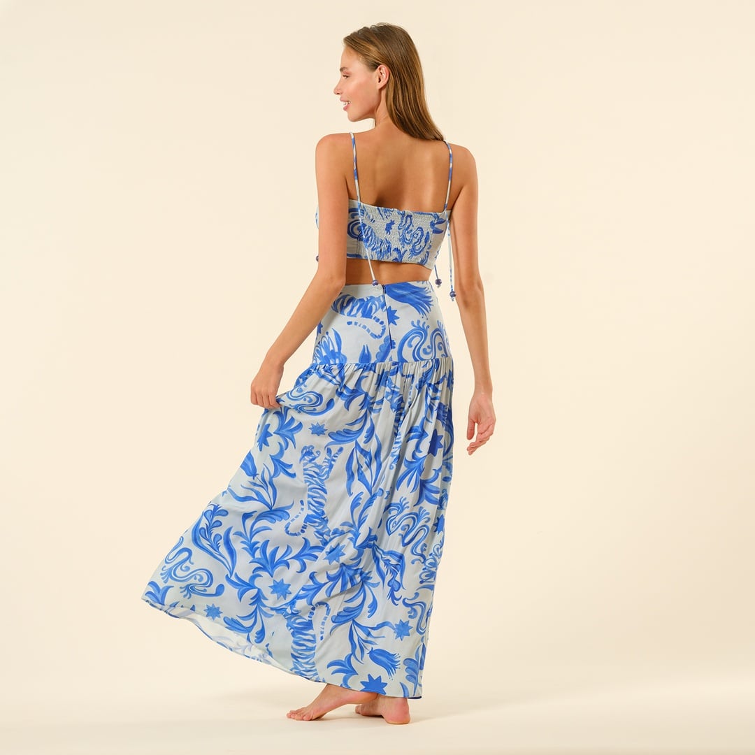 Protı Dijital Baskılı Etek - Mavi