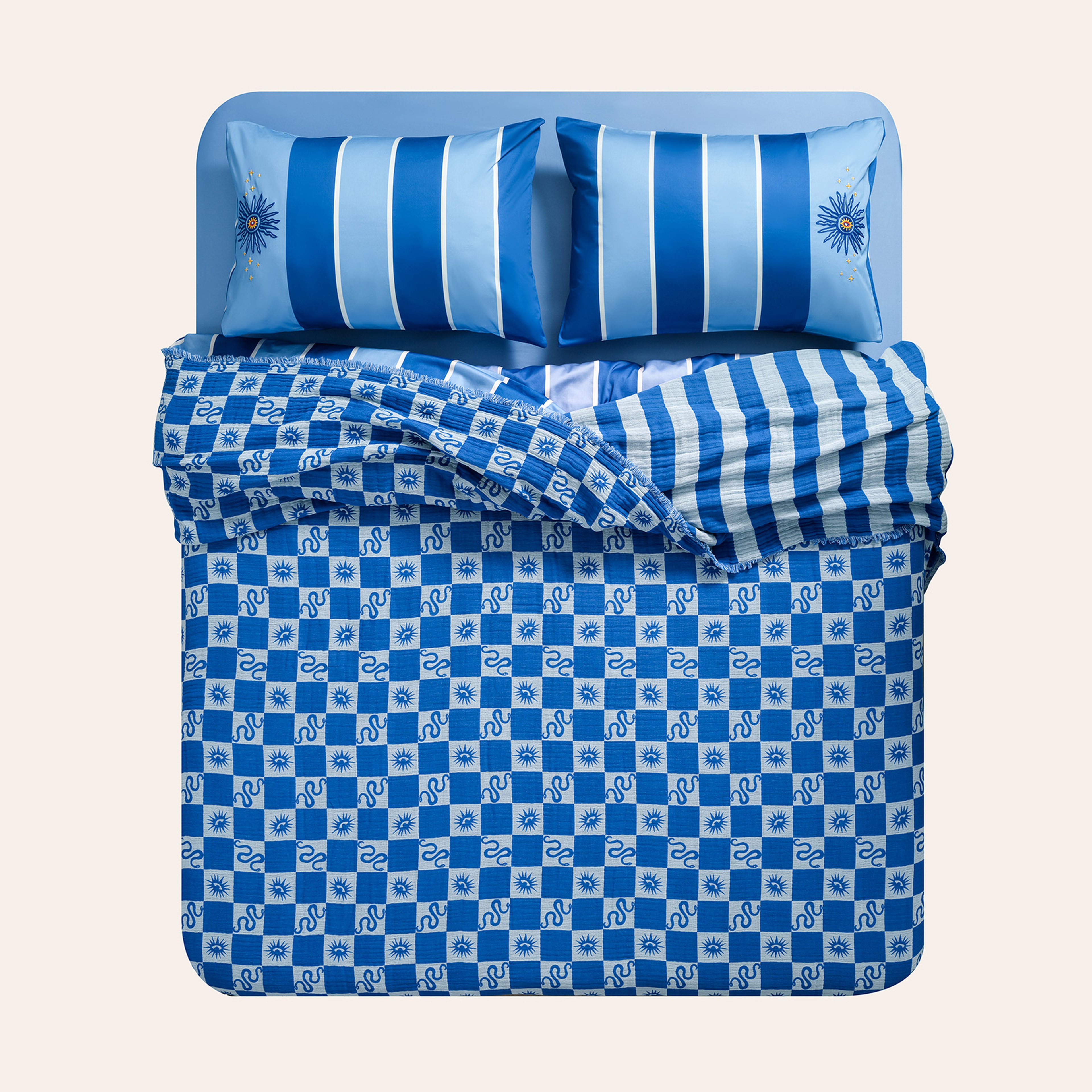 Costa Mavi Tek Kişilik Pamuk Yatak Örtüsü