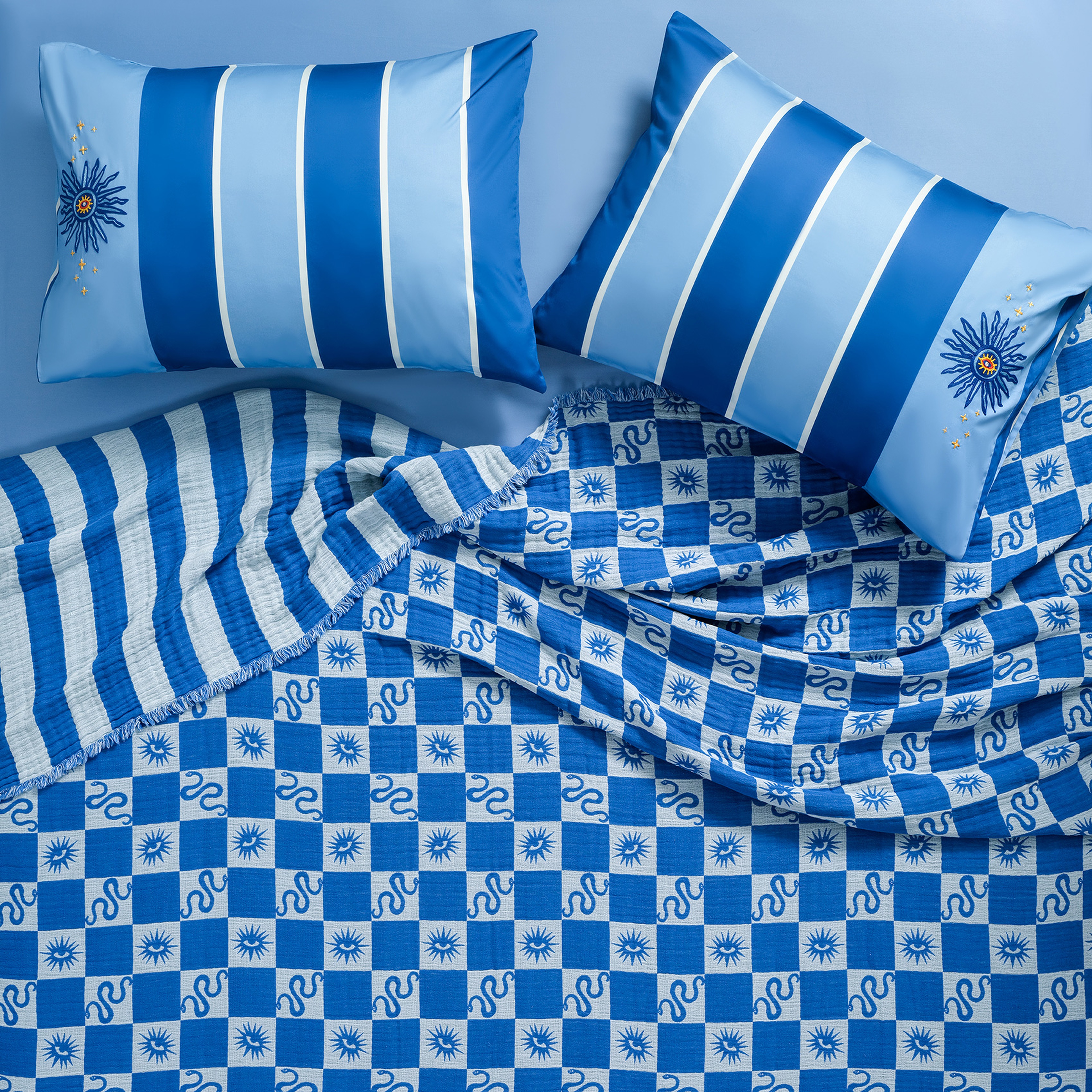 Costa Mavi Tek Kişilik Pamuk Yatak Örtüsü