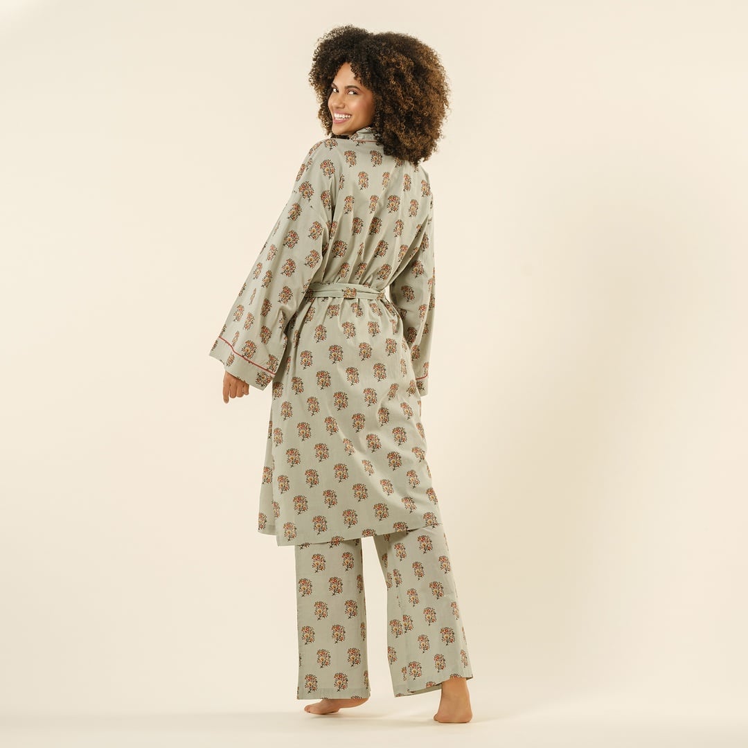 Gaya El Baskısı Pamuk Pantolon - Yeşil