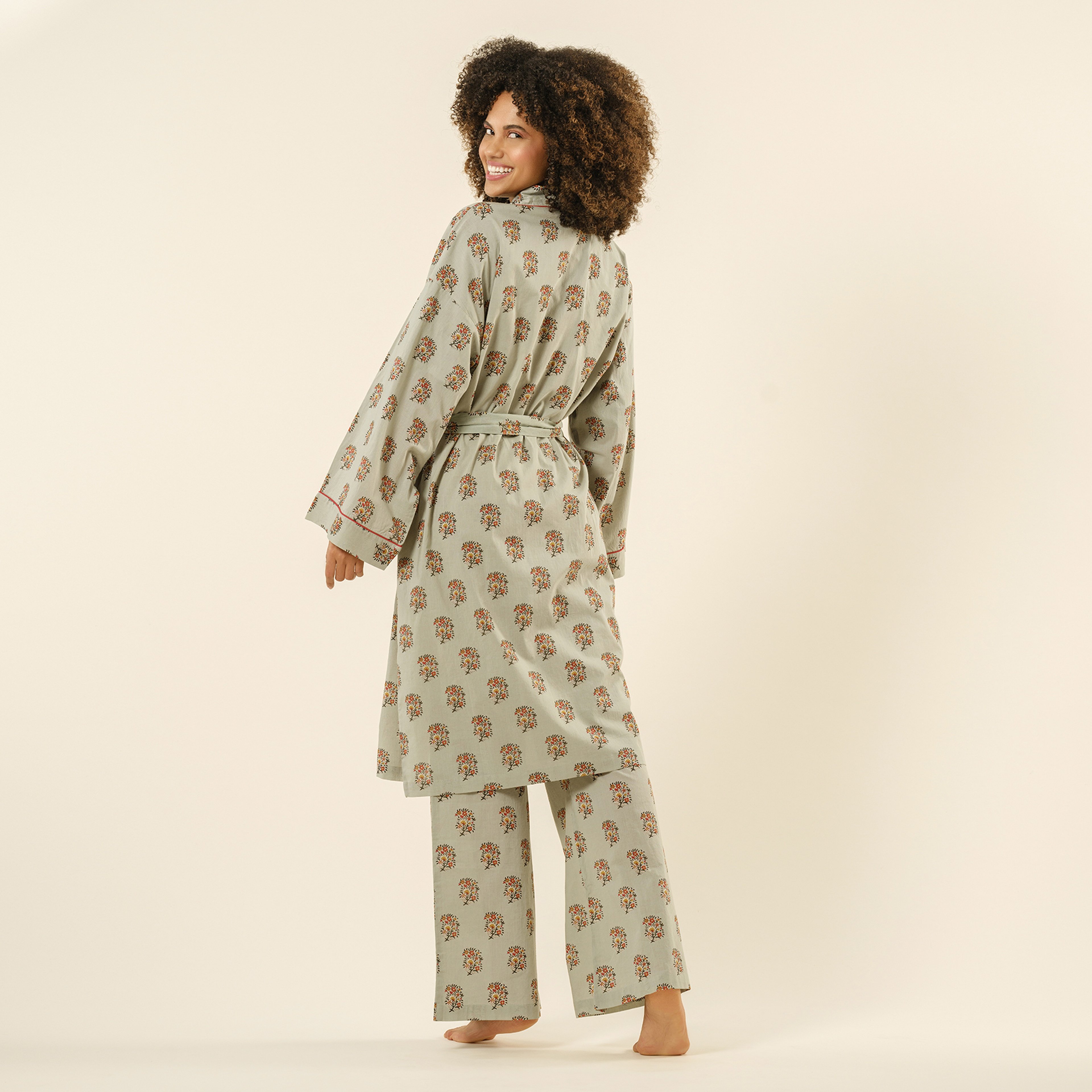 Gaya El Baskısı Pamuk Pantolon - Yeşil