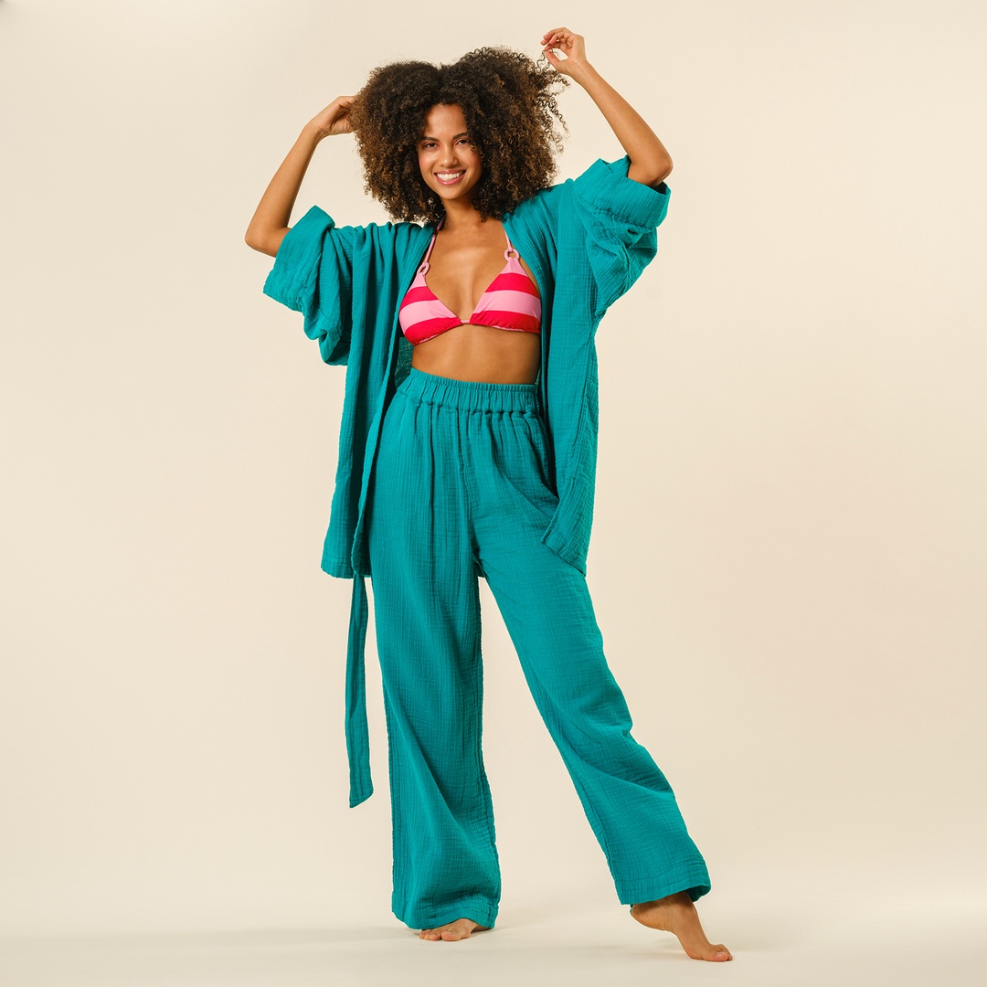 Protı Müslin Kimono - Yeşil