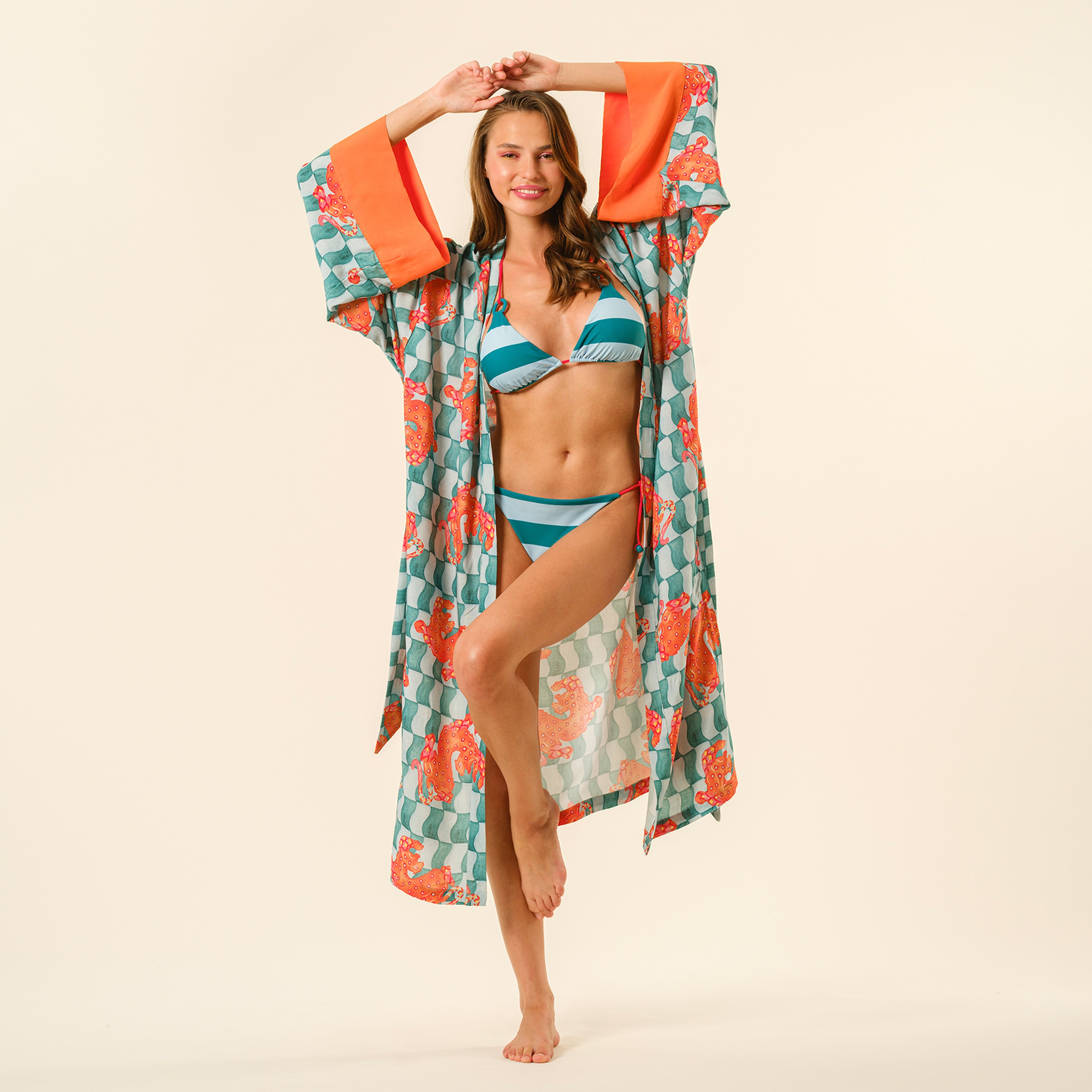 Tavas Dijital Baskılı Kimono - Yeşil