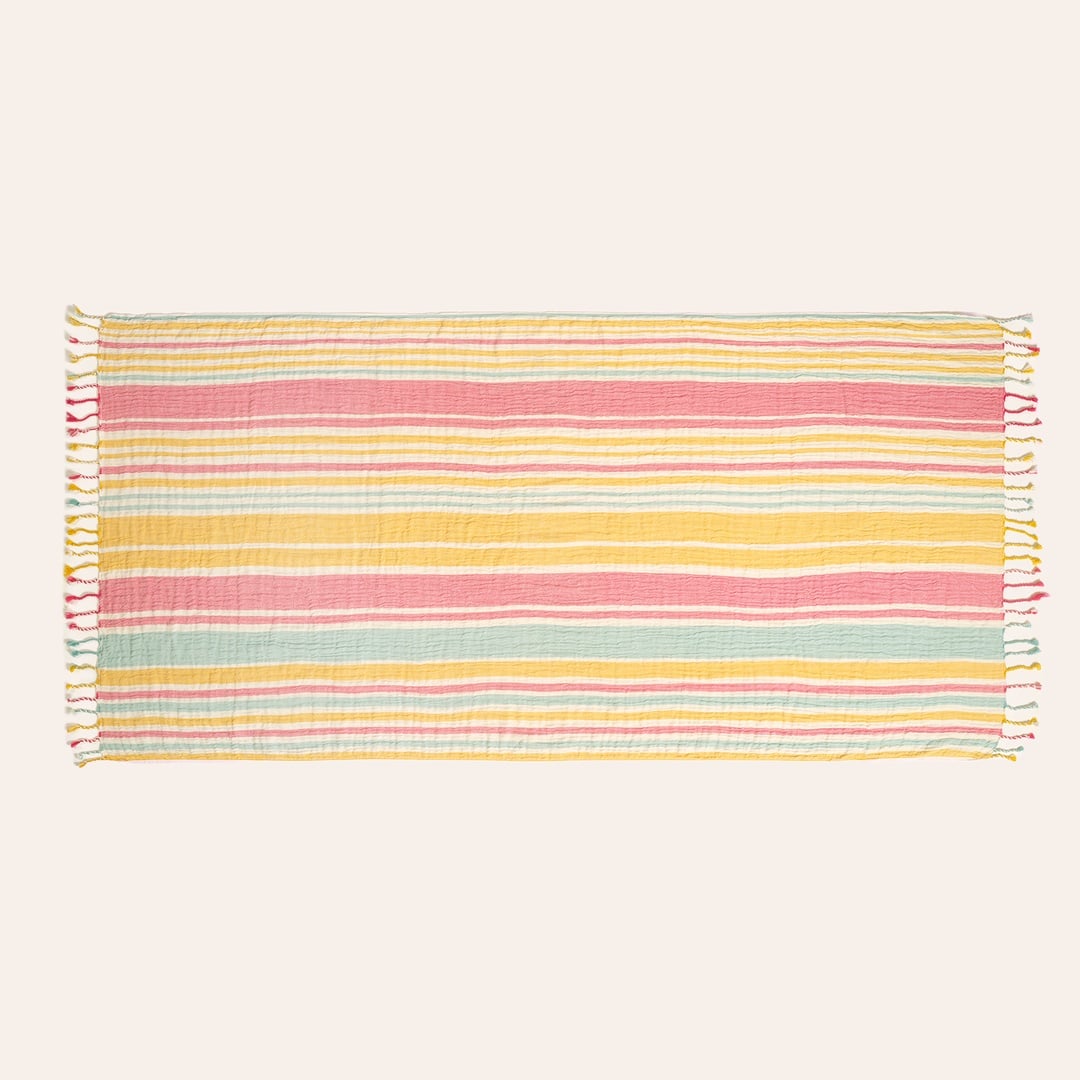 Baklan Saçaklı İplik Boyalı Pamuk %100 Pamuk Peştamal 90x170 Cm Renkli