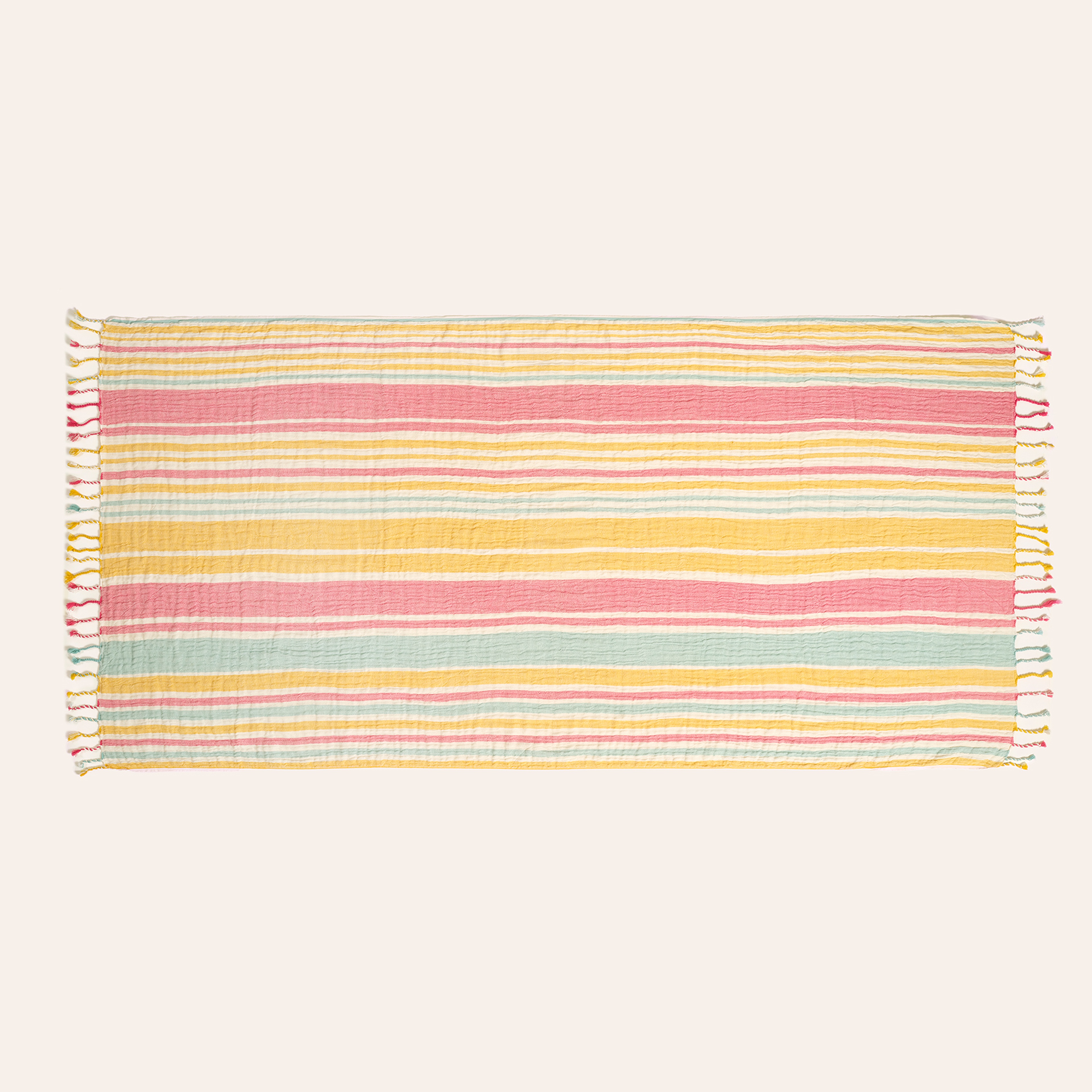 Baklan Saçaklı İplik Boyalı Pamuk %100 Pamuk Peştamal 90x170 Cm Renkli