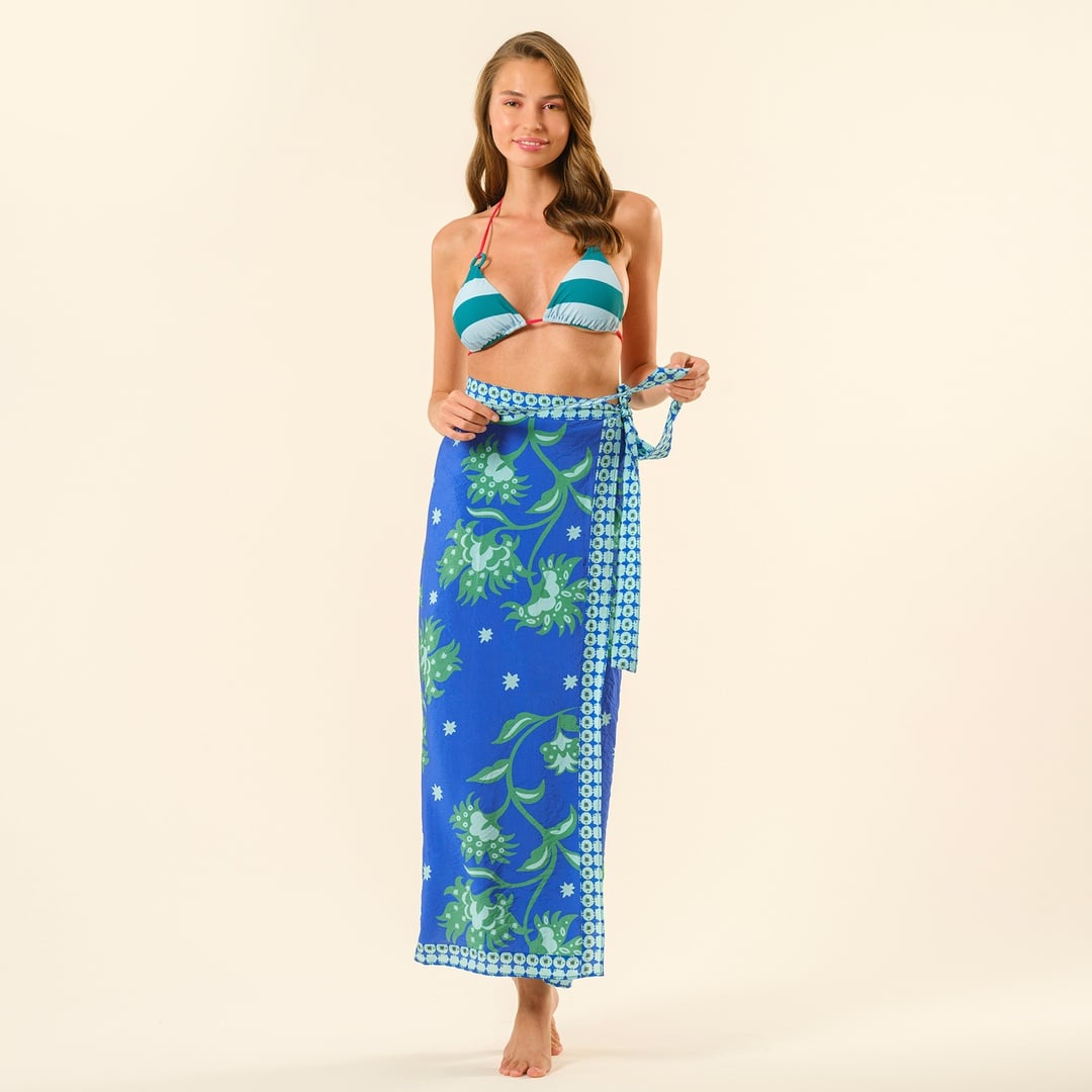 Tavas Dijital Baskılı Bağlamalı Etek - Lacivert