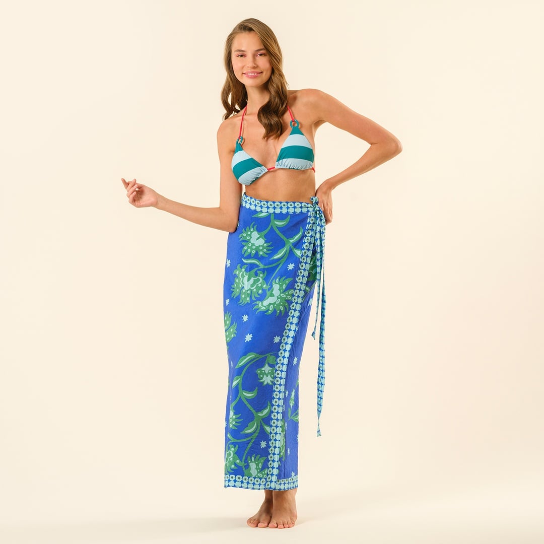 Tavas Dijital Baskılı Bağlamalı Etek - Lacivert