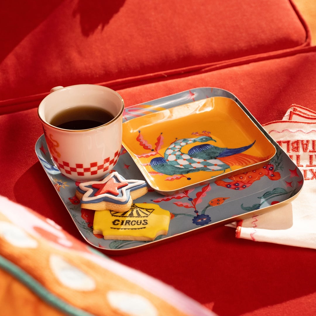 Nanpur Metal Dekoratif Tepsi 15x15x3 Cm Sarı