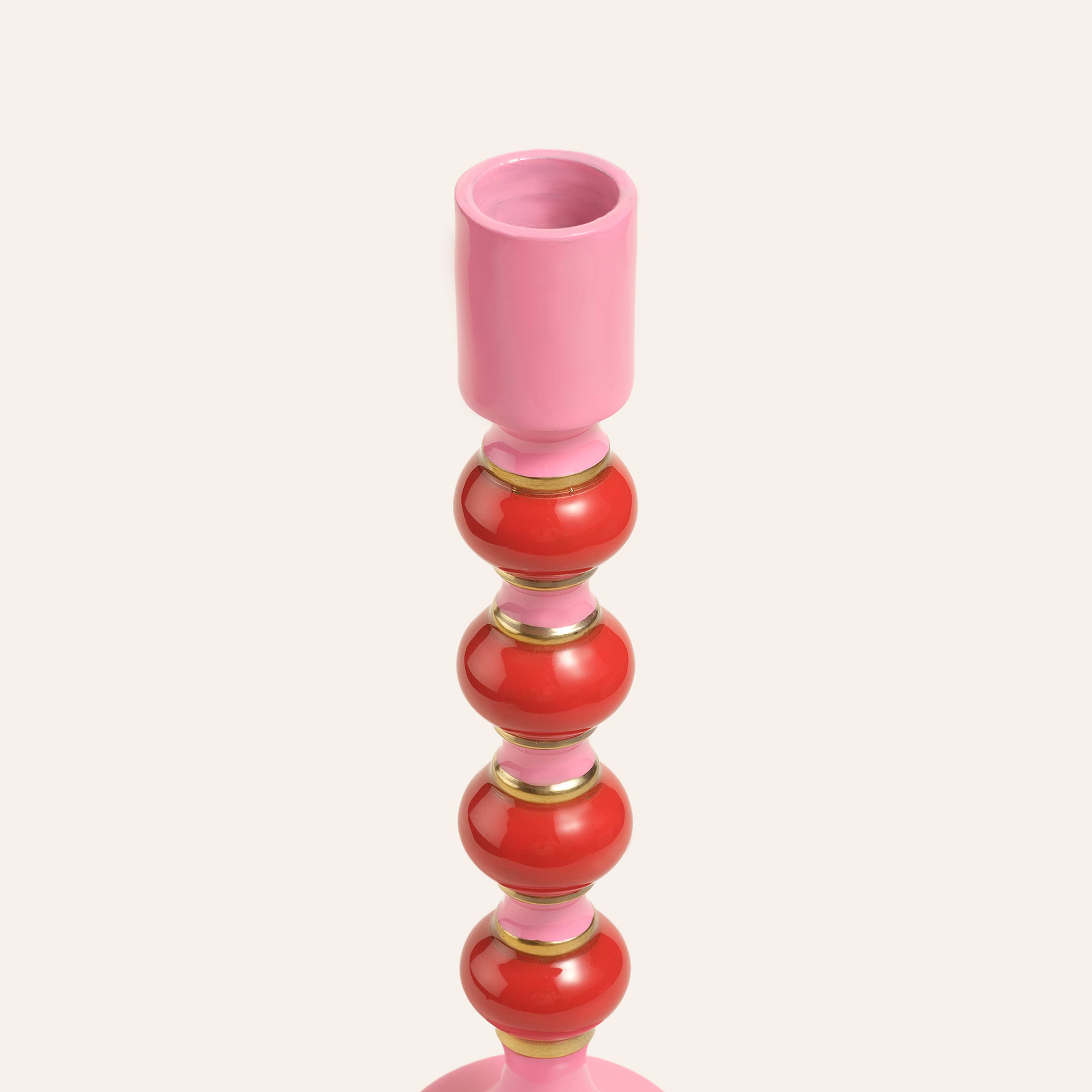 Nanpur Metal Şamdan 7x7x23 Cm Pembe