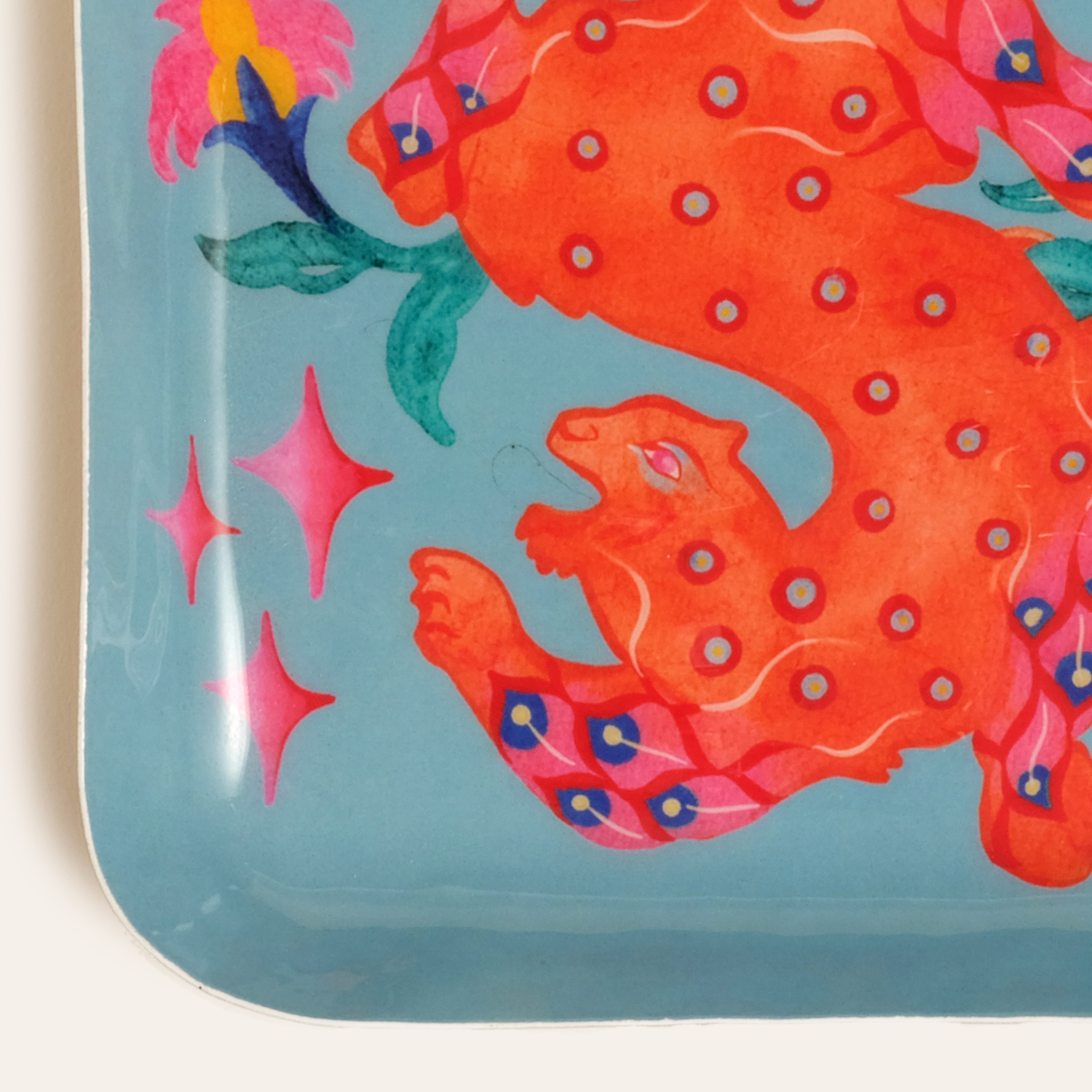 Nanpur Metal Dekoratif Tepsi 15x15x3 Cm Mavi