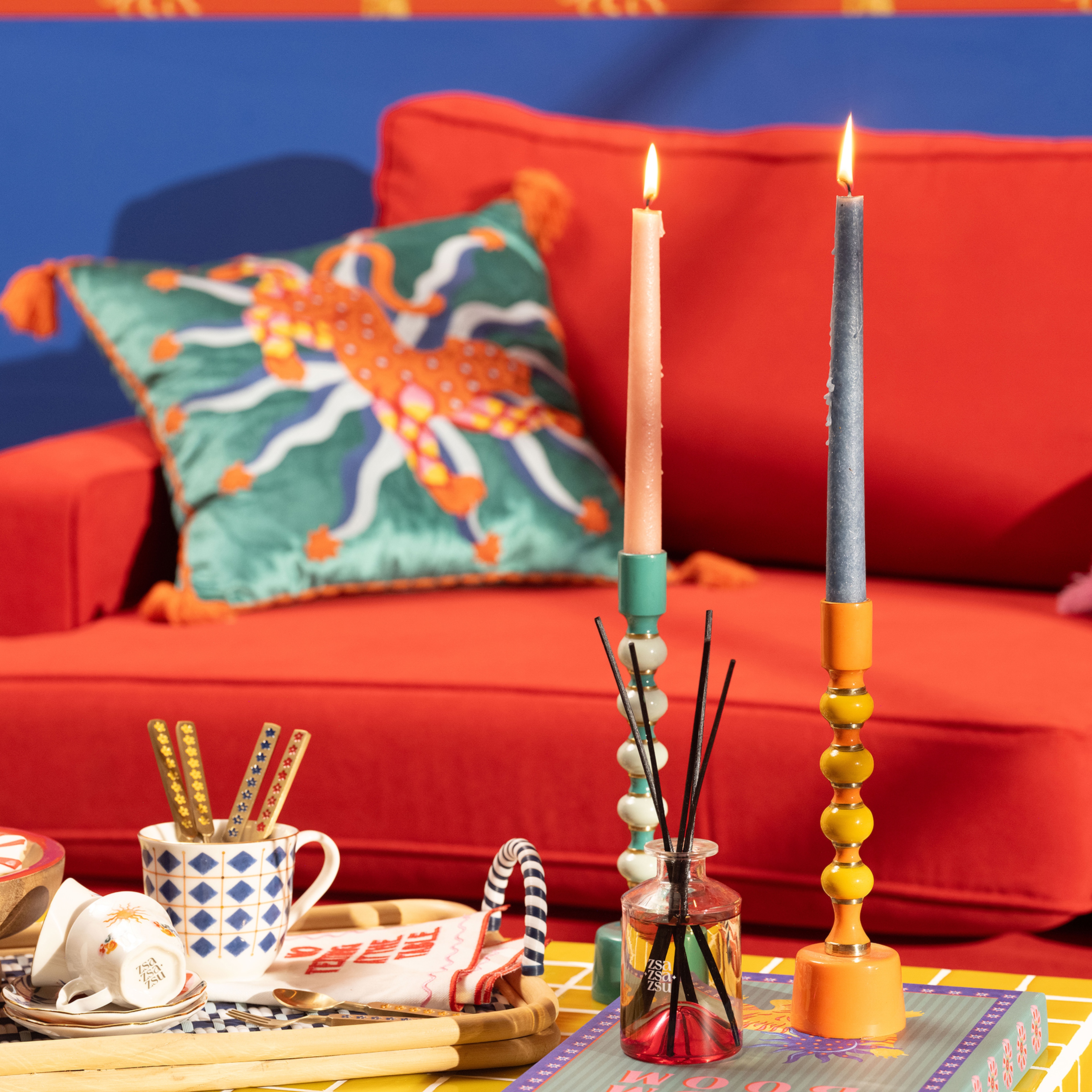 Nanpur Metal Şamdan 7x7x23 Cm Turuncu