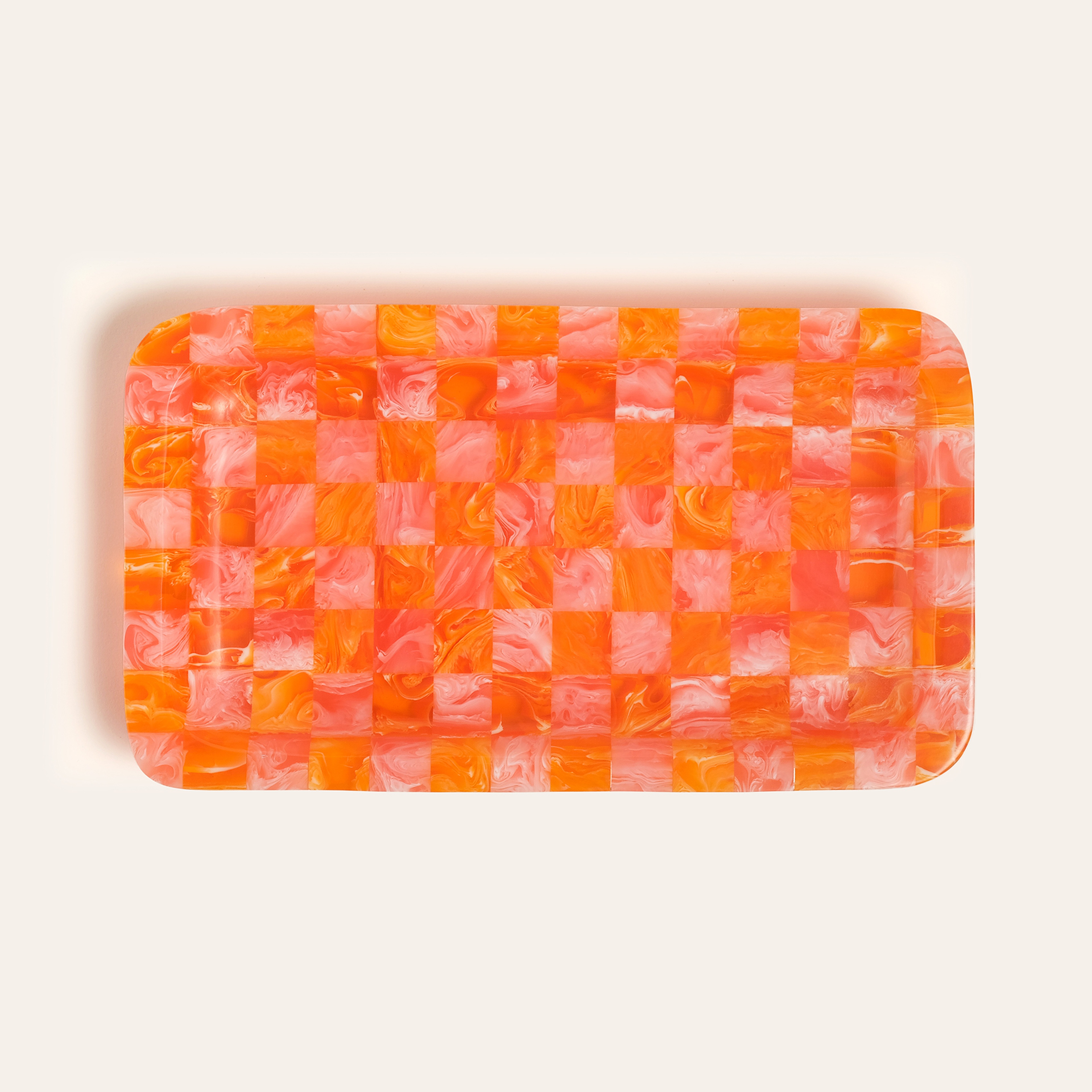 Tanda Reçine Tepsi 25x15x3 Cm Turuncu - Pembe