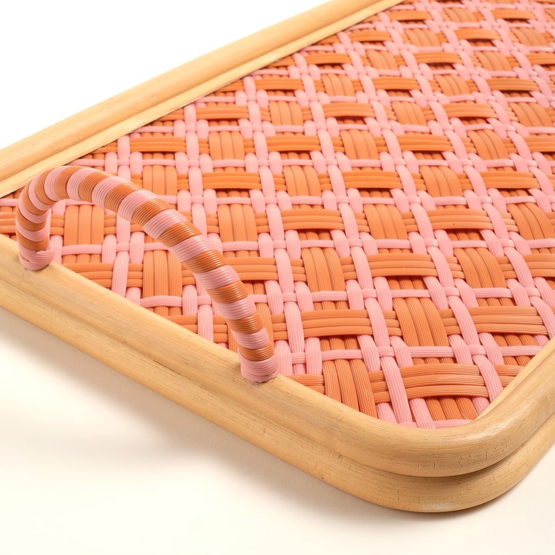 Java Sentetik Rattan Dekoratif Tepsi 51 Cm Turuncu