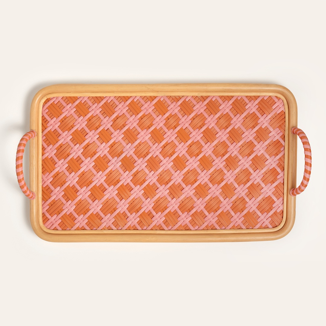 Java Sentetik Rattan Dekoratif Tepsi 51 Cm Turuncu