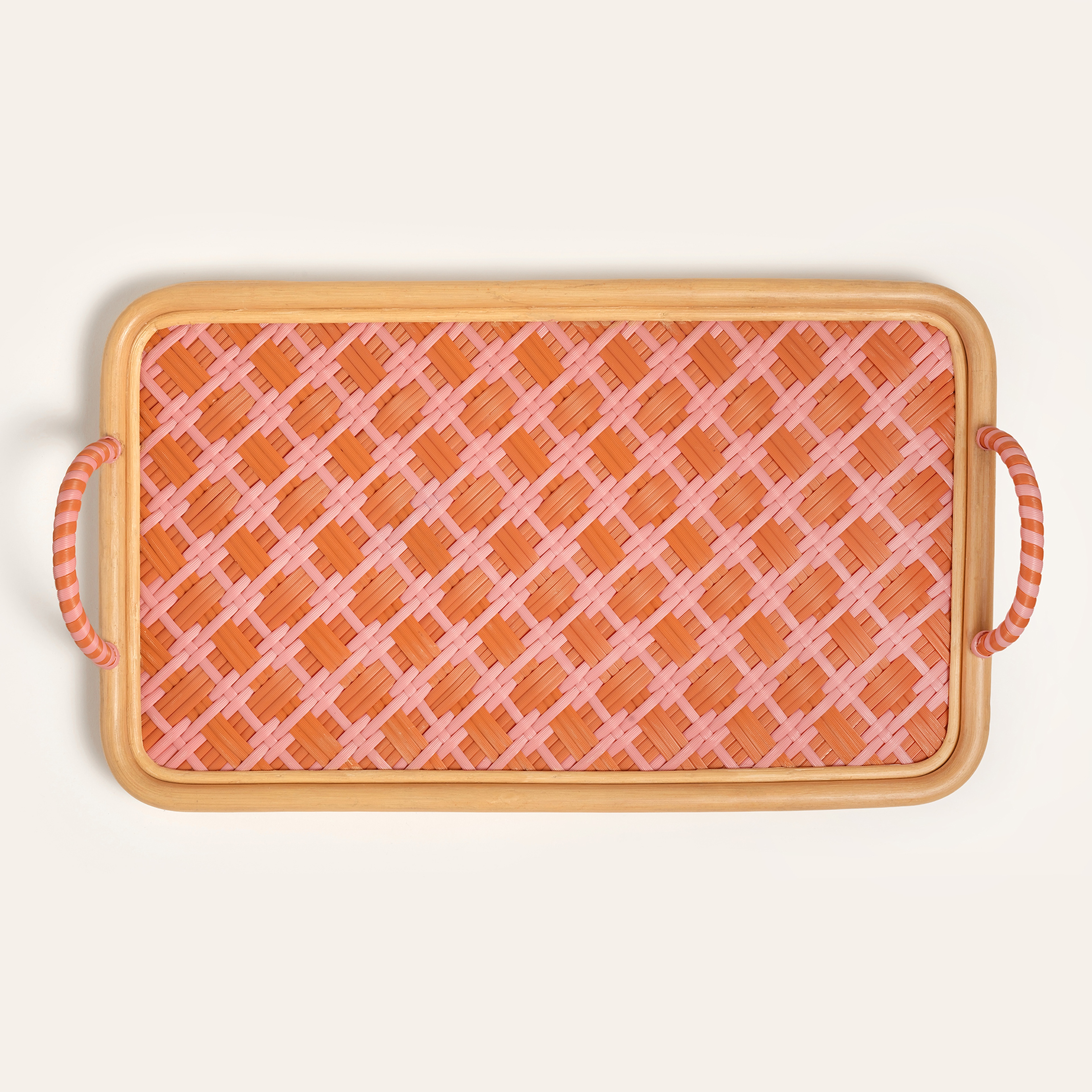 Java Sentetik Rattan Dekoratif Tepsi 51 Cm Turuncu