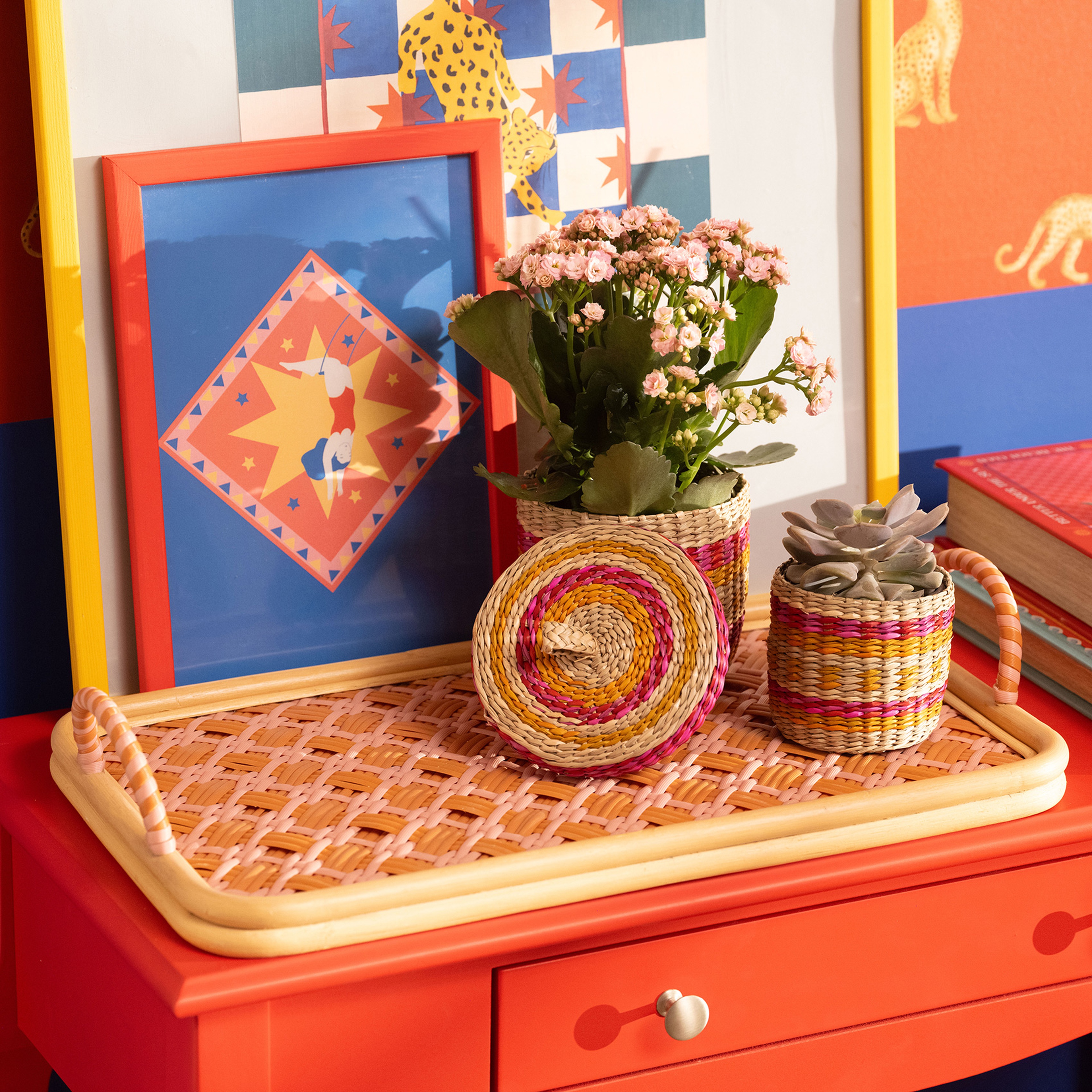 Java Sentetik Rattan Dekoratif Tepsi 51 Cm Turuncu