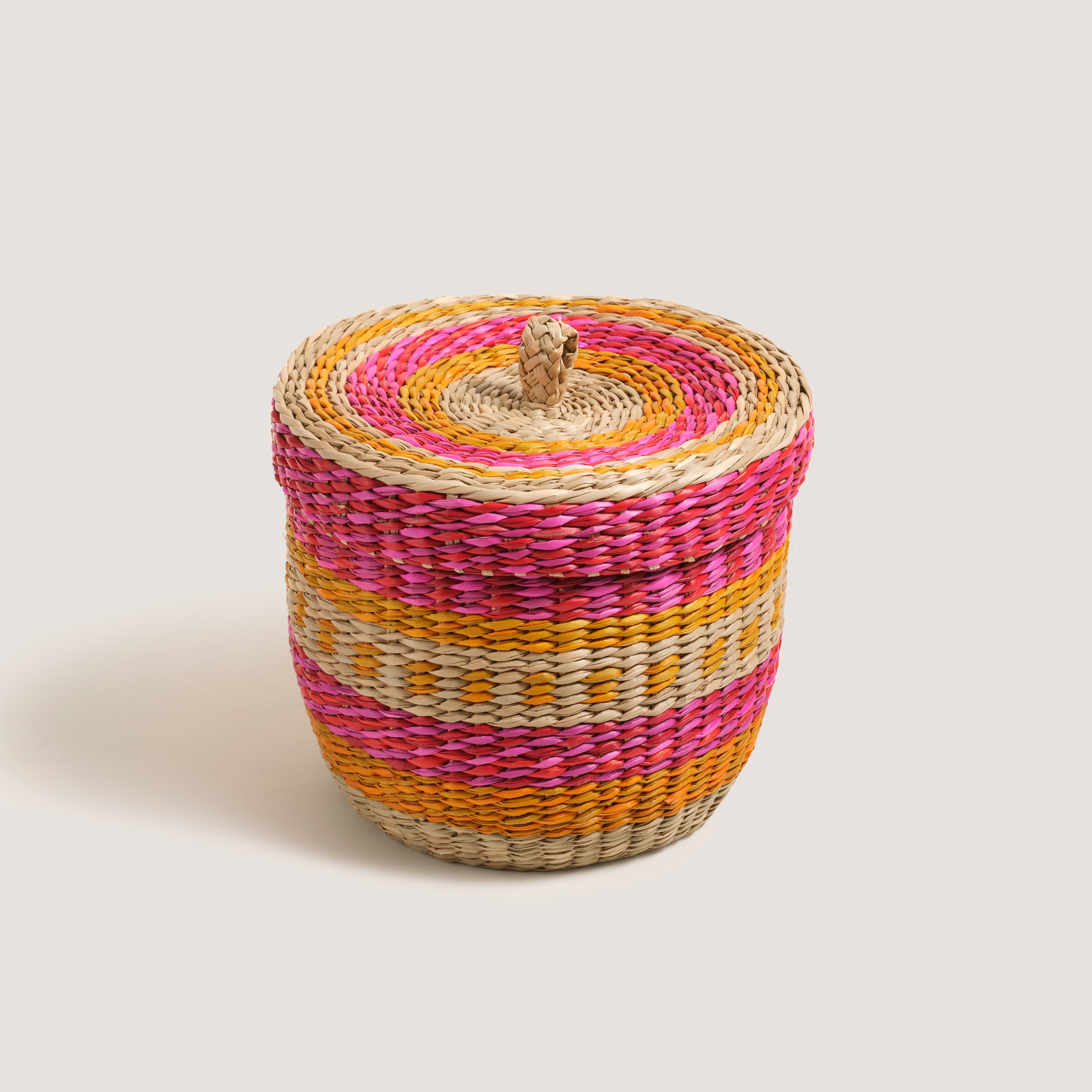 Tam Dao Deniz Çayırı Sepet 18x15 Cm Fuşya - Sarı