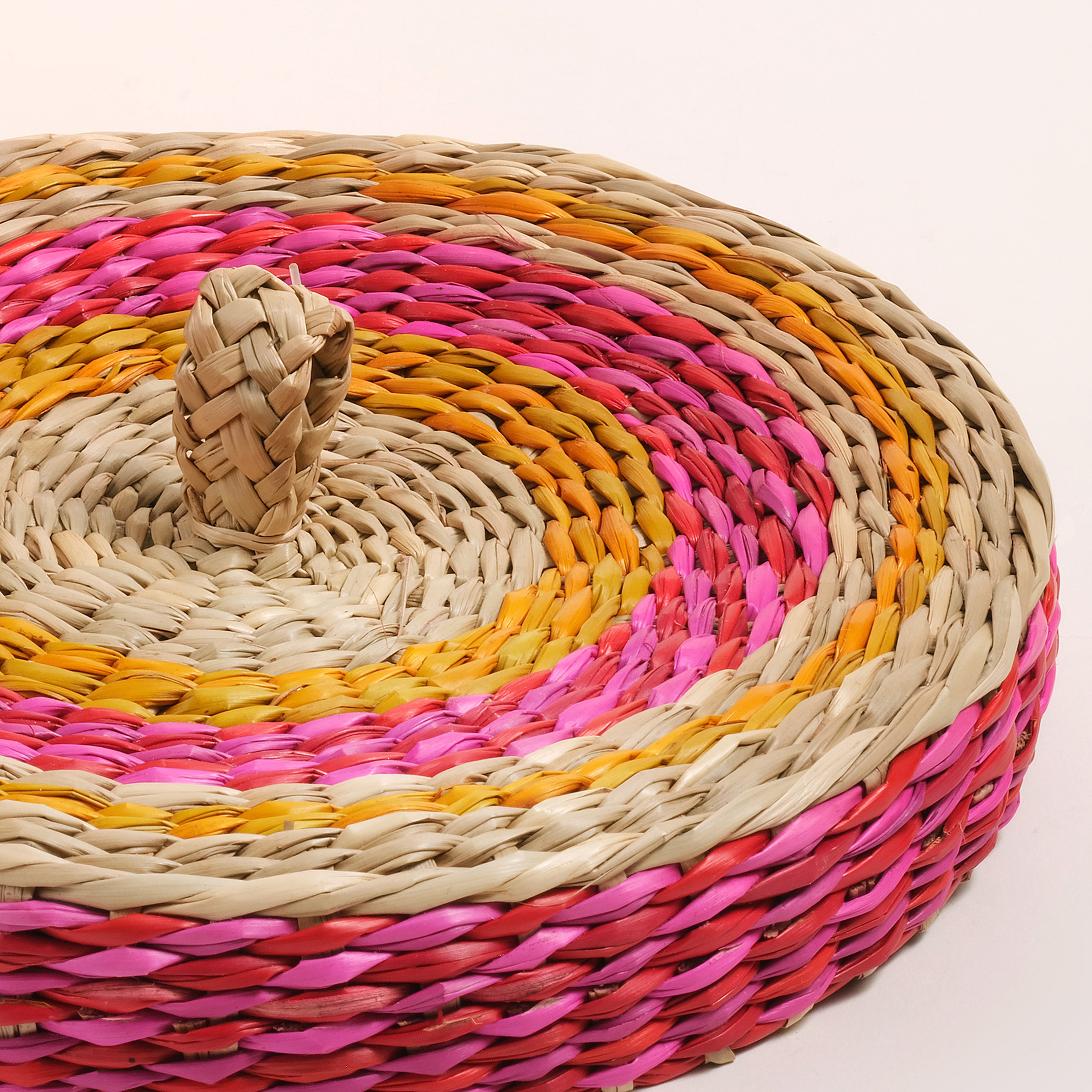 Tam Dao Deniz Çayırı Sepet 18x15 Cm Fuşya - Sarı