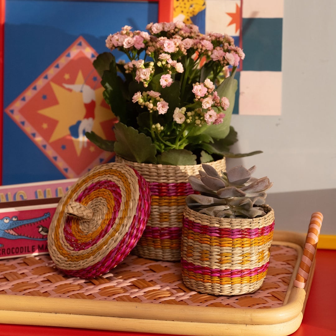 Tam Dao Deniz Çayırı Sepet 11x9 Cm Fuşya - Sarı